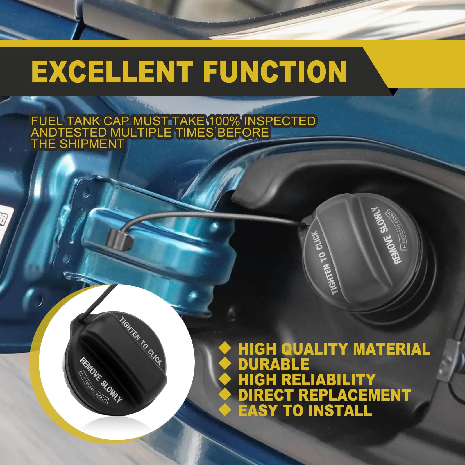 CmeRto Black Gas Cap Compatible with Honda Civic, Accord, CRV, Odyssey & More - Replaces 17670 T3W A01 (2007-2020)