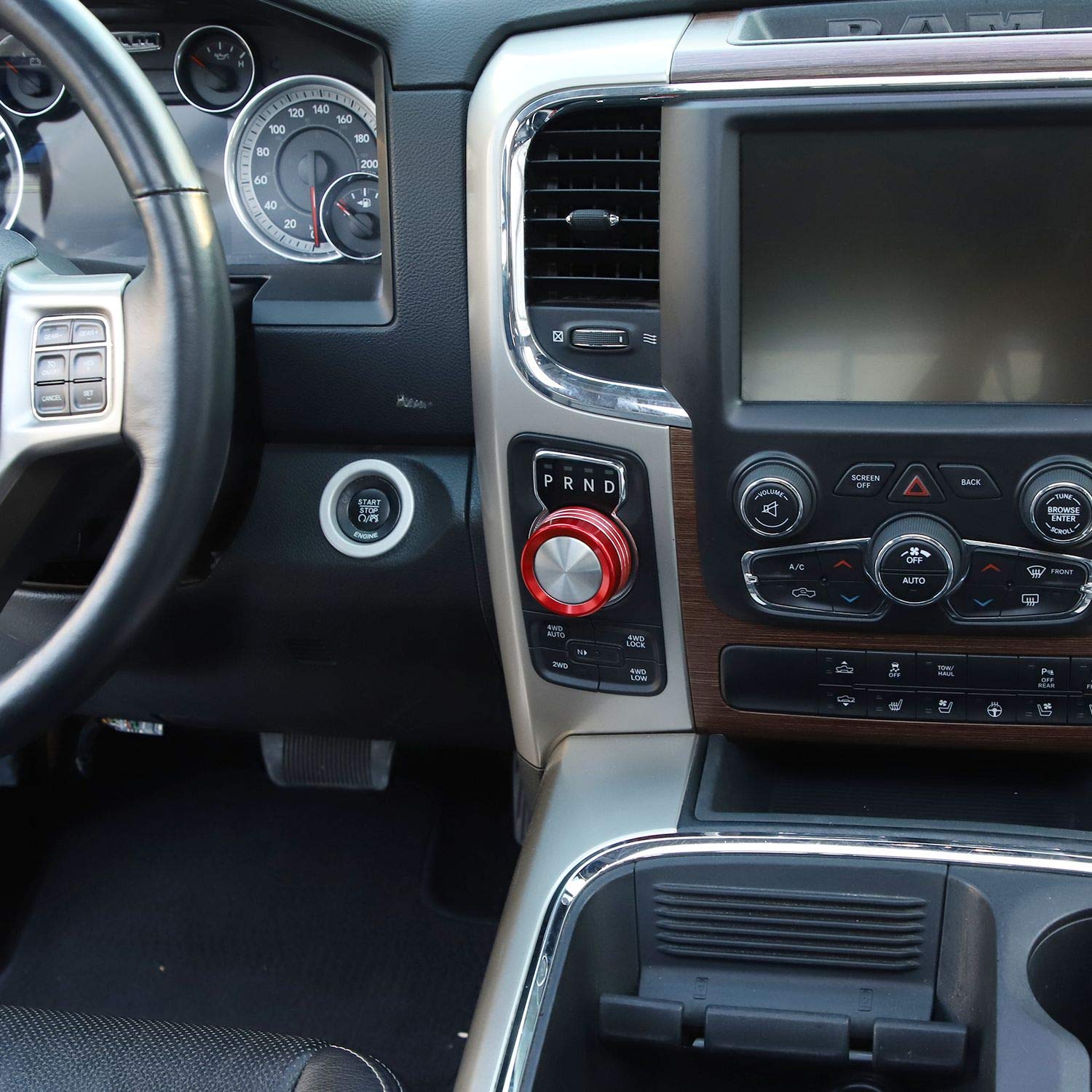 Voodonala For Dodge Ram Aluminum Gear Shift Shifter Switch Transmission Gear Selector Shift Lever Gearstick Knob Coverfor 2013-2017 Dodge Ram Interior Accessories, 1Pc