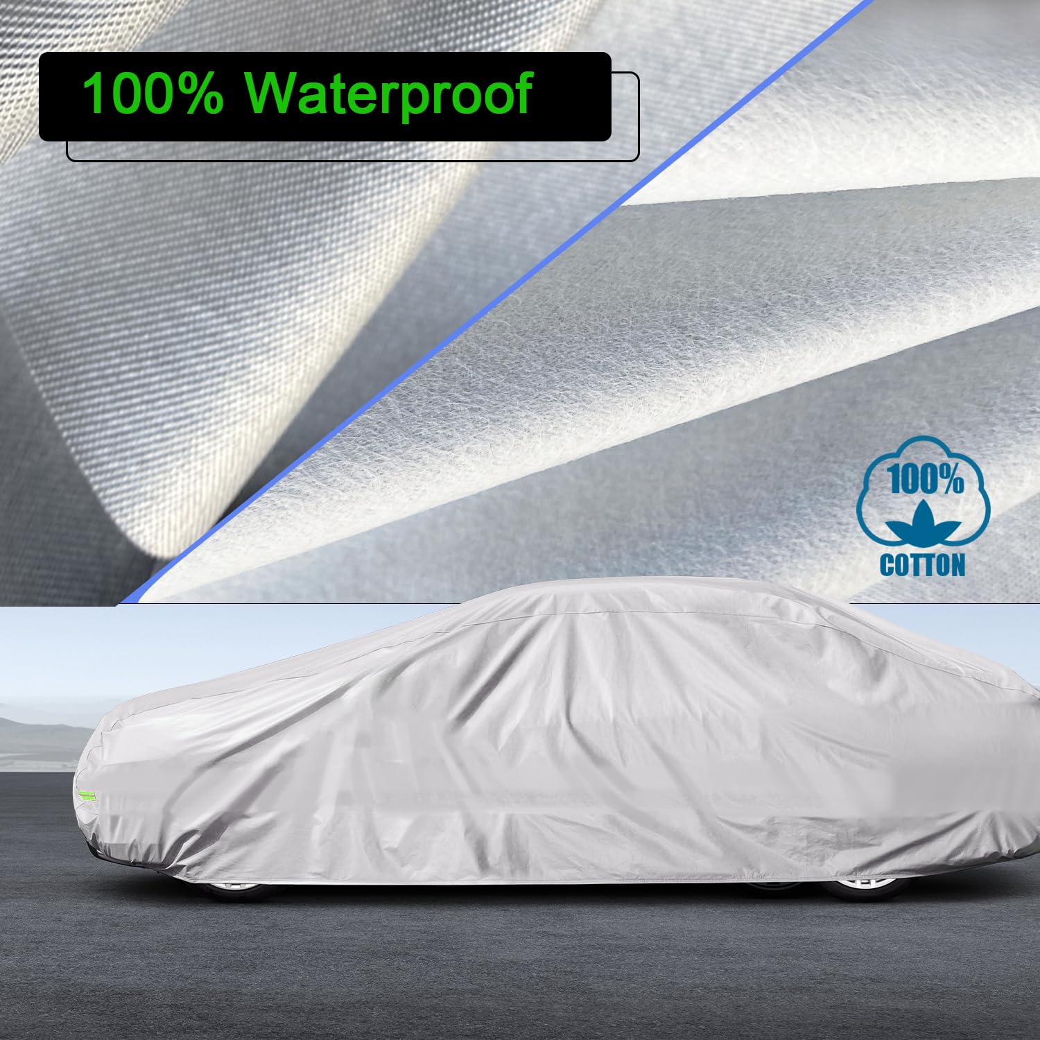 Kaugung 6 Layers Car Cover Custom Fit Chevrolet Corvette C4 C5 C6 C7 C8 1980-2025, Waterproof Car Cover All Weather For Automobi