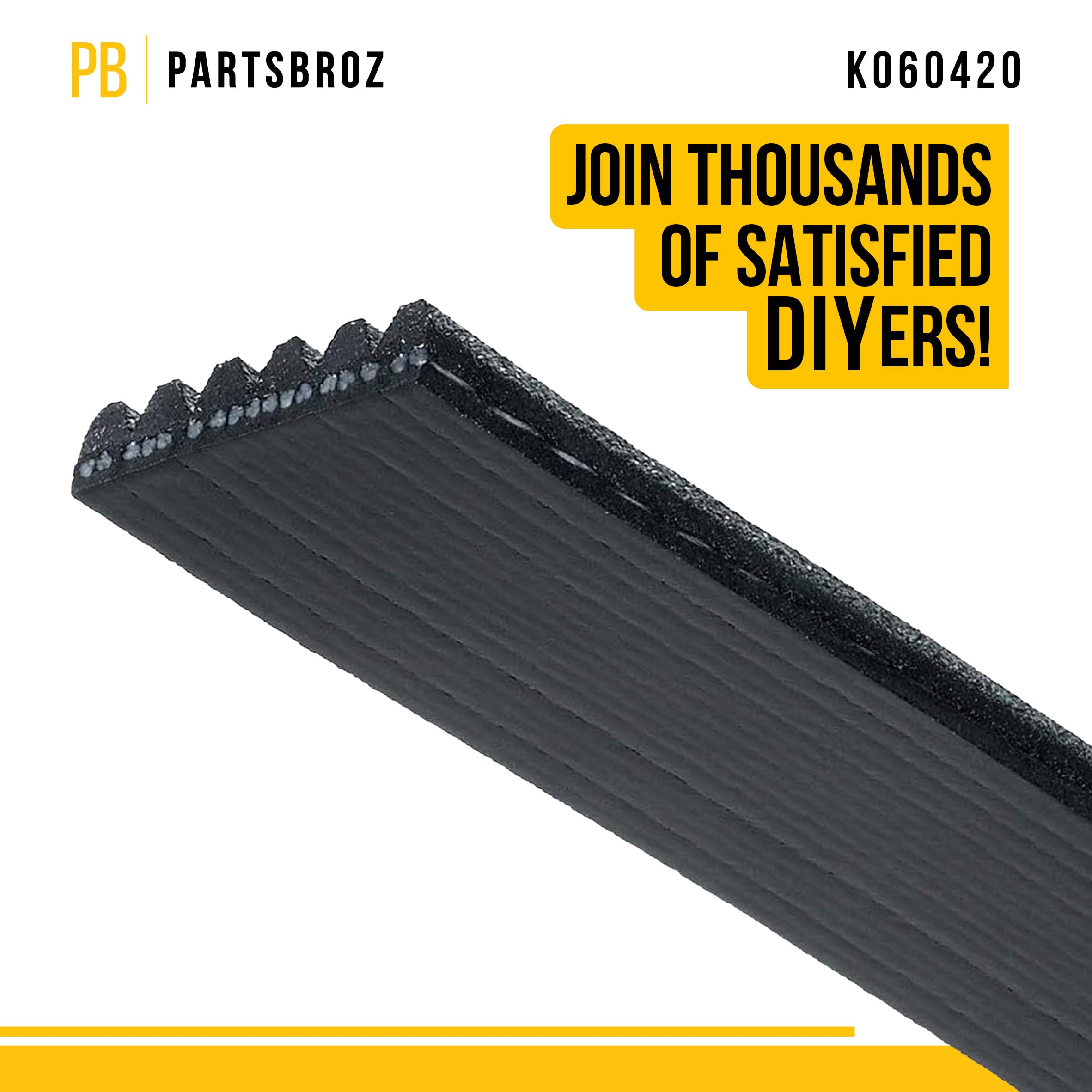 Partsbroz K060420 Micro-V Serpentine Drive Belt - Compatible With Gates Continental Dayco Bando Acdelco Masterpro Goodyear - Rep