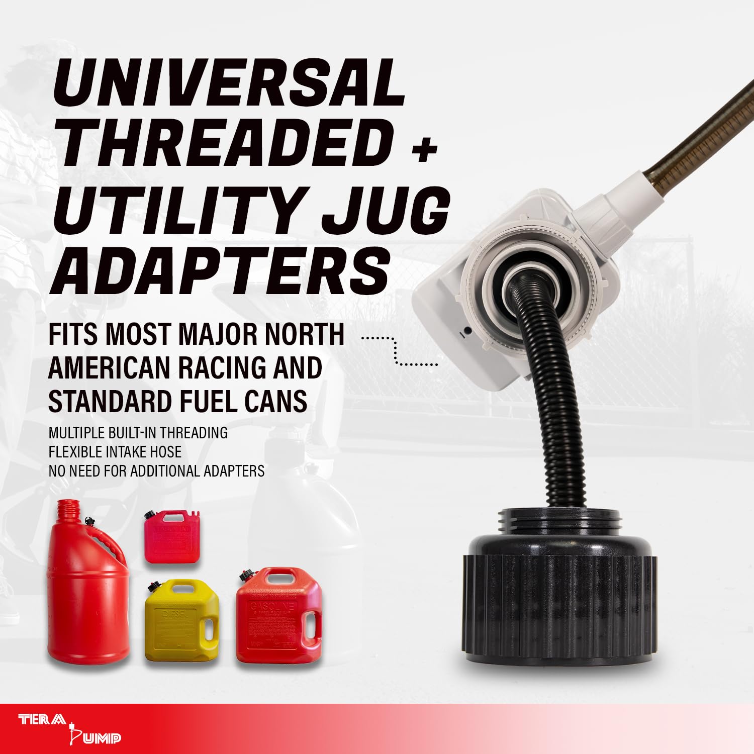 TERA PUMP - Next Gen Auto Stop Fuel Pump - 3X Protection w/Power Switch Nozzle, 4.25-ft XL Vinyl Hose, Flexible Intake Hose, Bui