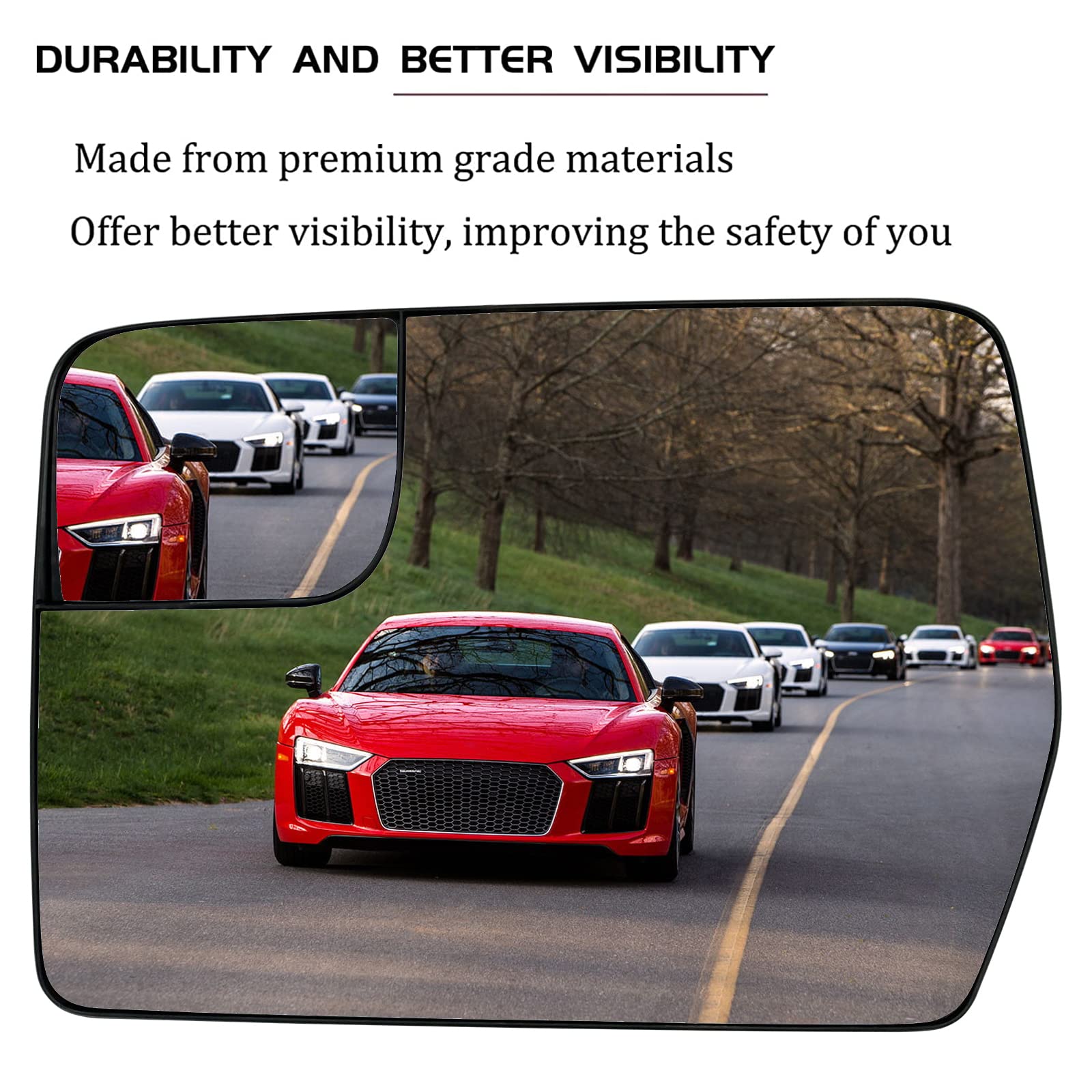 Driver Left Side Heated Mirror Replacement For 2011 2012 2013 2014 Ford F150 Blind Spot Mirror Glass - Side View Heated Convex Mirror Glass With Rear Holder Bl3Z-17K707-E