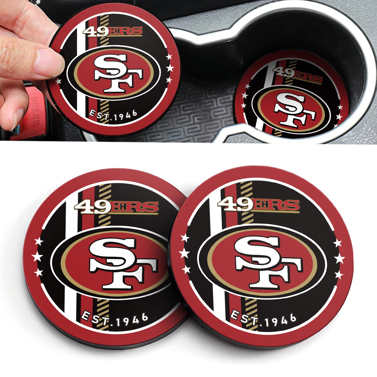 Aooble Car Cup Holders Coasters, 2Pcs 2.75 Inch Auto Car Cup Holder Insert Coasters Silicone Car Cup Mat, Universal Vehicle Inte