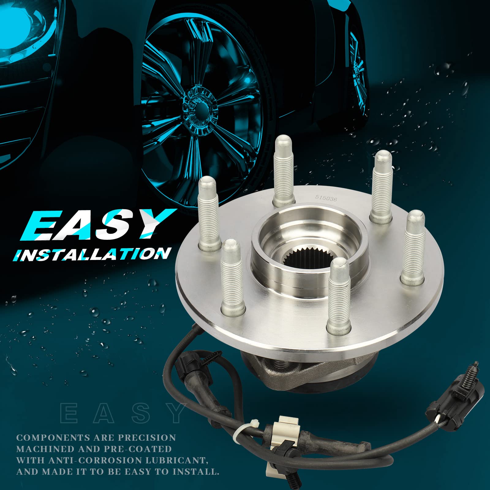 4Wd Only Front Wheel Hub And Bearing Assembly 515036 Wheel Bearing For Cadillac Escalade, For Chevy Avalanche, Express 1500, Sil