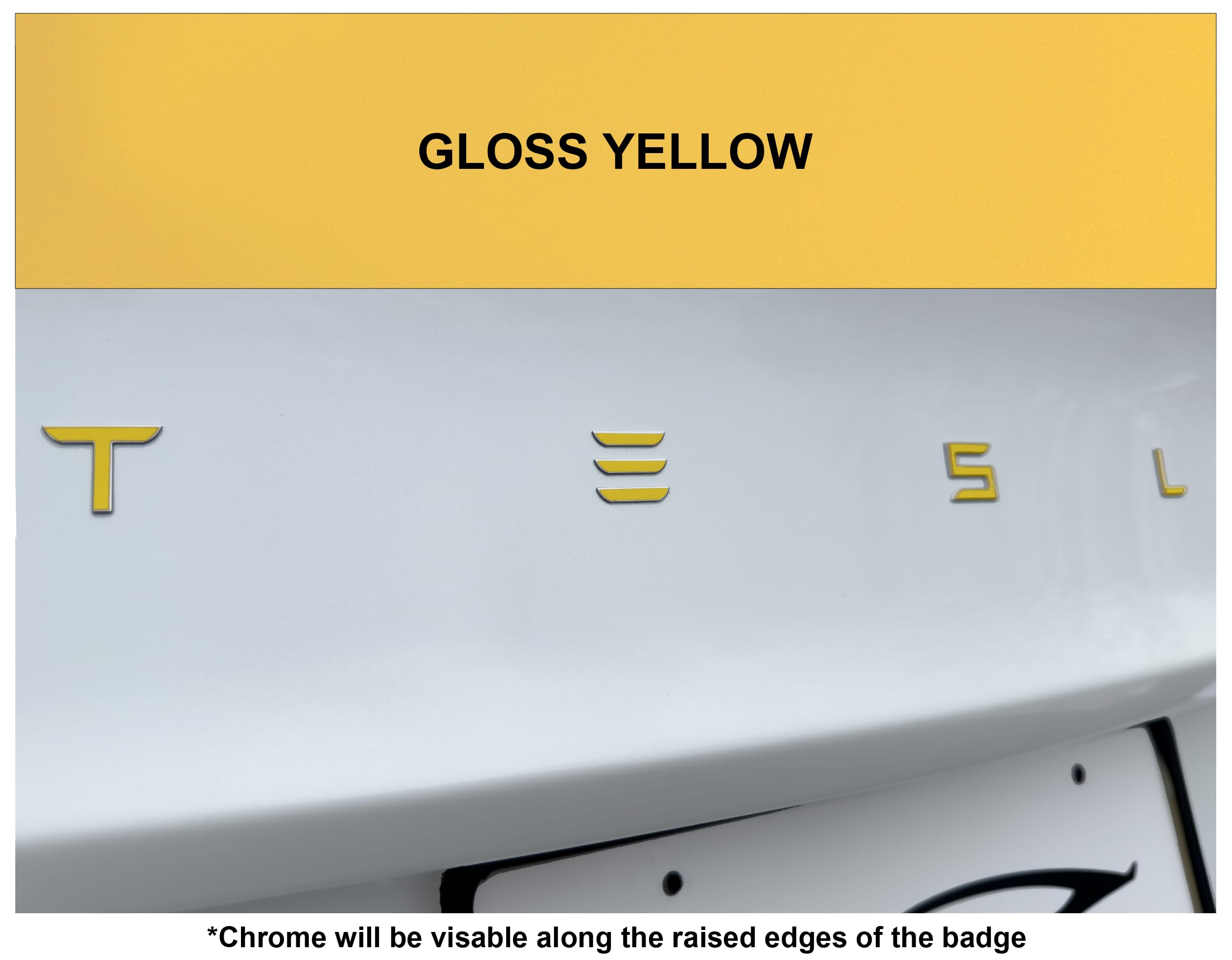 Custom Cut Graphics Vinyl Logo Wrap for Tesla Model 3 (2024 to Current), Standard Wrap, 2 pc-Set (Gloss Yellow)
