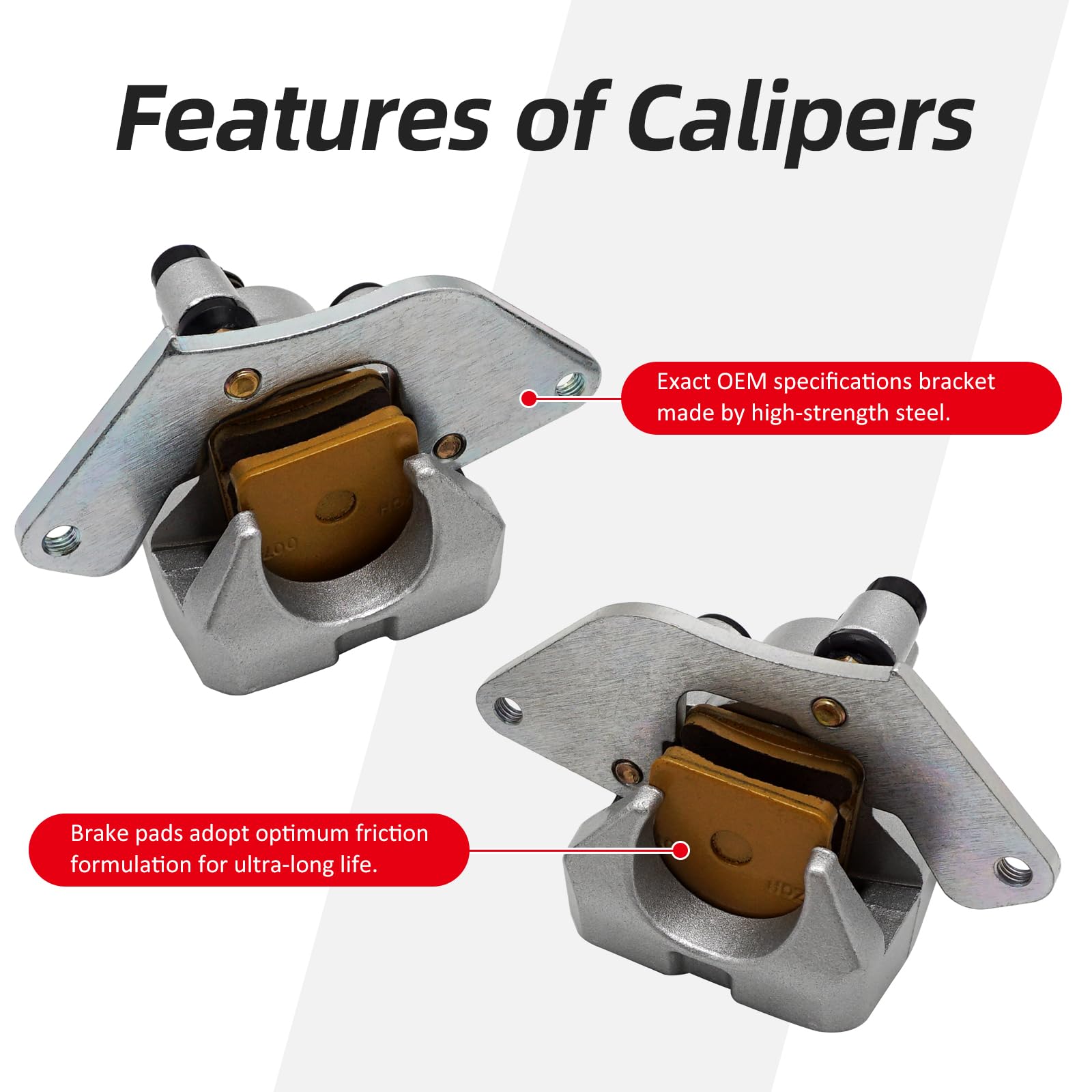 M MATI Front Left Right Brake Caliper Assembly for Honda TRX420 TRX500 Fourtrax Rancher Foreman Rubicon with Brake Pads 45150-HP