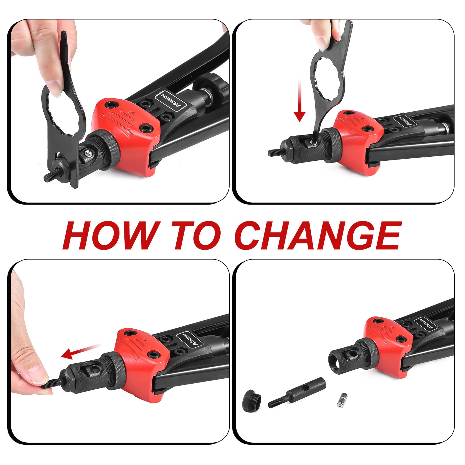 Aoben 16 Rivet Nut Tool, Professional Hand Rivet Nut Setter Kit With 12 Interchangeable Metric & Sae Mandrels, 145Pcs Rivnuts And Rugged Carrying Case