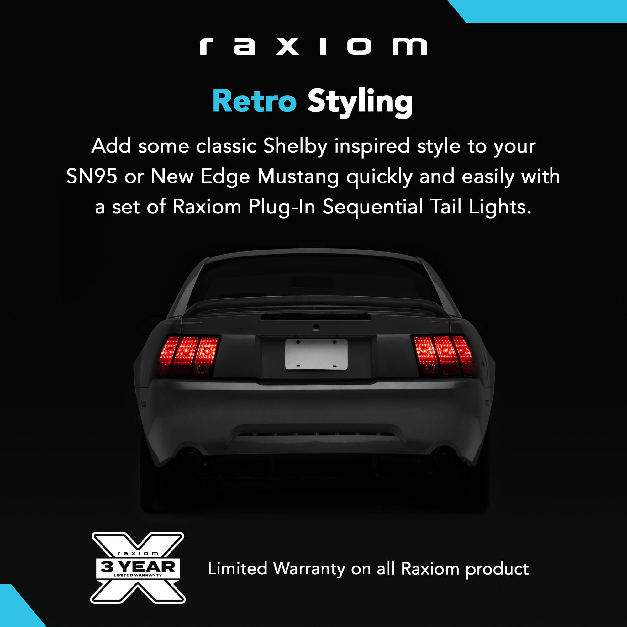 Raxiom Sequential Tail Light Kit; Plug-And-Play Harness Compatible With 96-04 Mustang, Excluding 99-01 Cobra