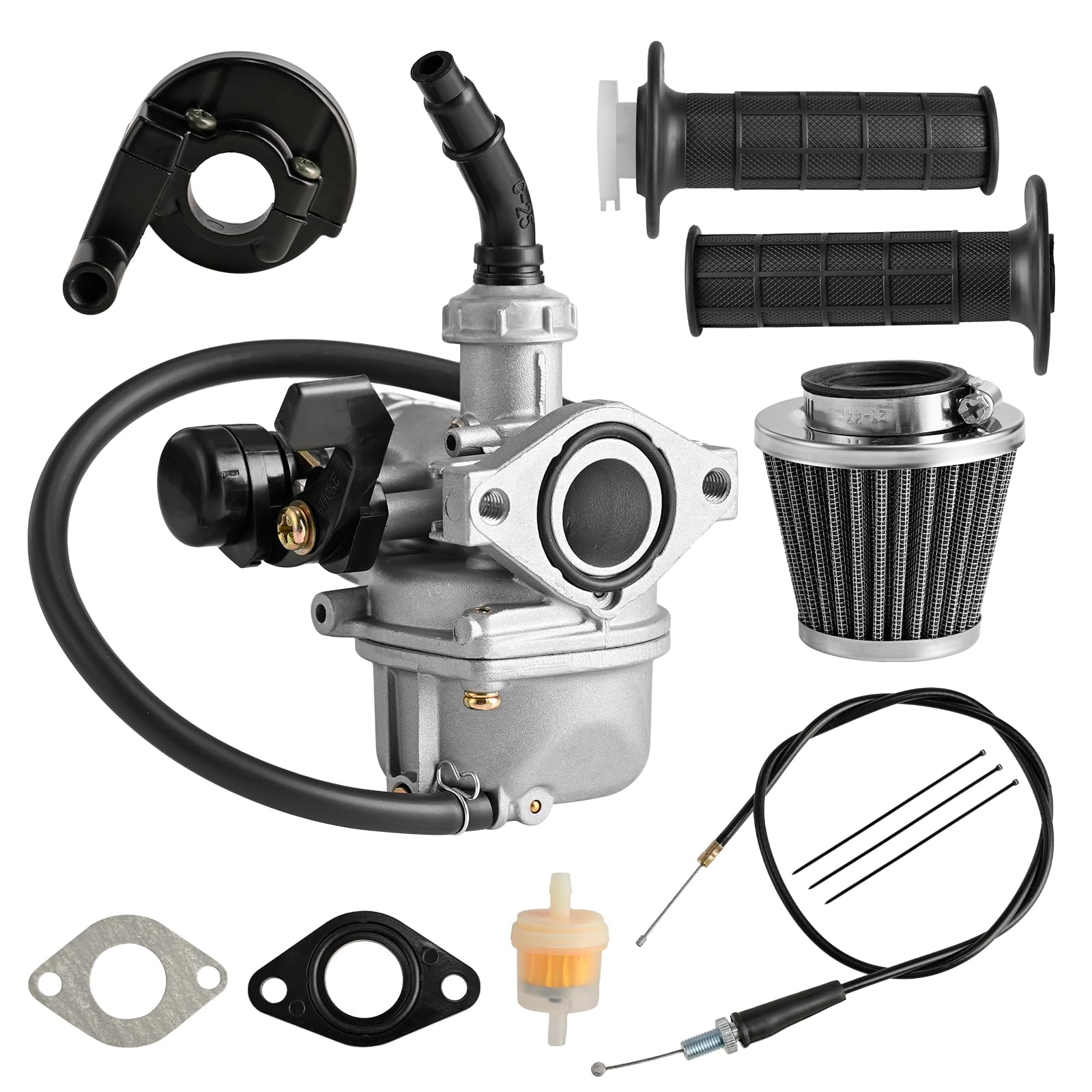 Haporluk PZ19 Carburetor Throttle Cable Handle Grips and Cable Set 22 mm/0.87 in 50cc 70cc 90cc 110cc 125cc for Chinese Quad 4 S