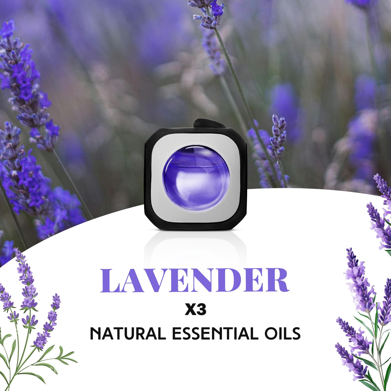 SCENTORINI Car Air Freshener, Variety Pack, Car Air Freshener Vent Clips, 3 Linen & 3 Lavender Scent, Pack of 6, Up to 180 Days,