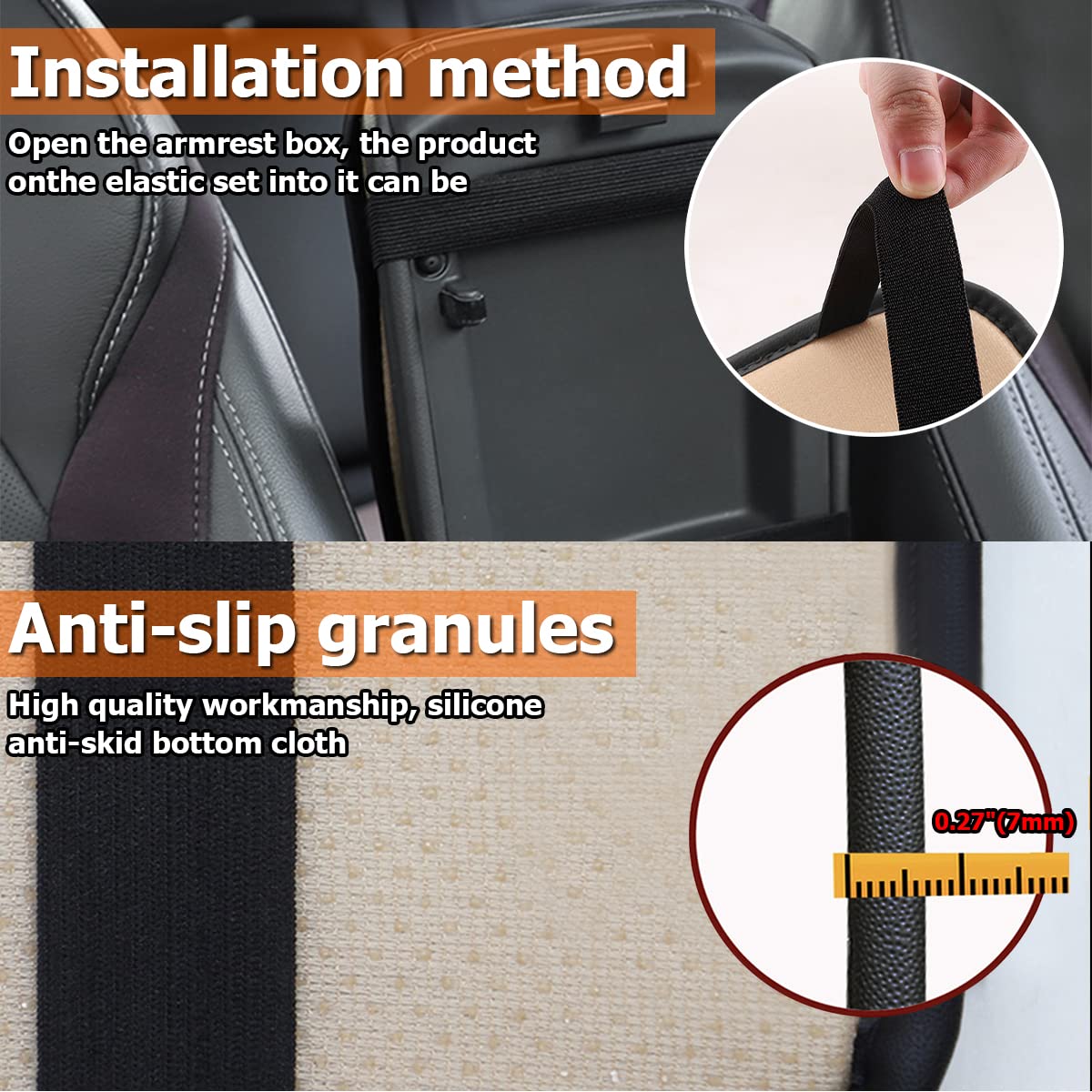 Auto Center Console Pad, Pu Leather Car Armrest Seat Box Cover, Waterproof Non Slip Soft Armrest Box Cushion Protector, Car Accessories For Women Men, Universal For Suv, Truck, Van (Black/Red)