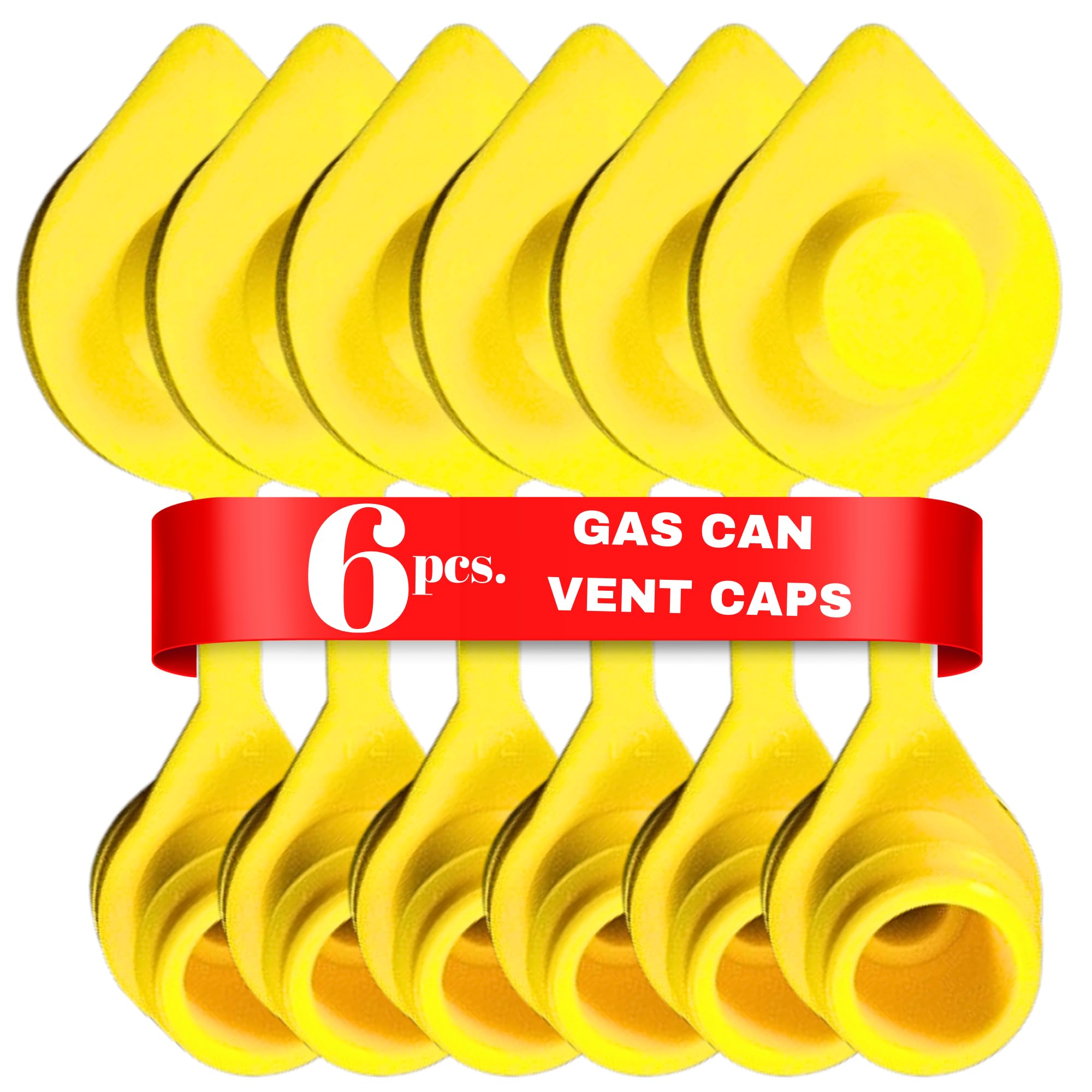 6pcs Yellow Gas Can Vent Caps - Can Vents For Plastic Cans & Metal Fuel Jugs, Vent Kit For Blitz Gas Can, Fuel Can Vent Caps For