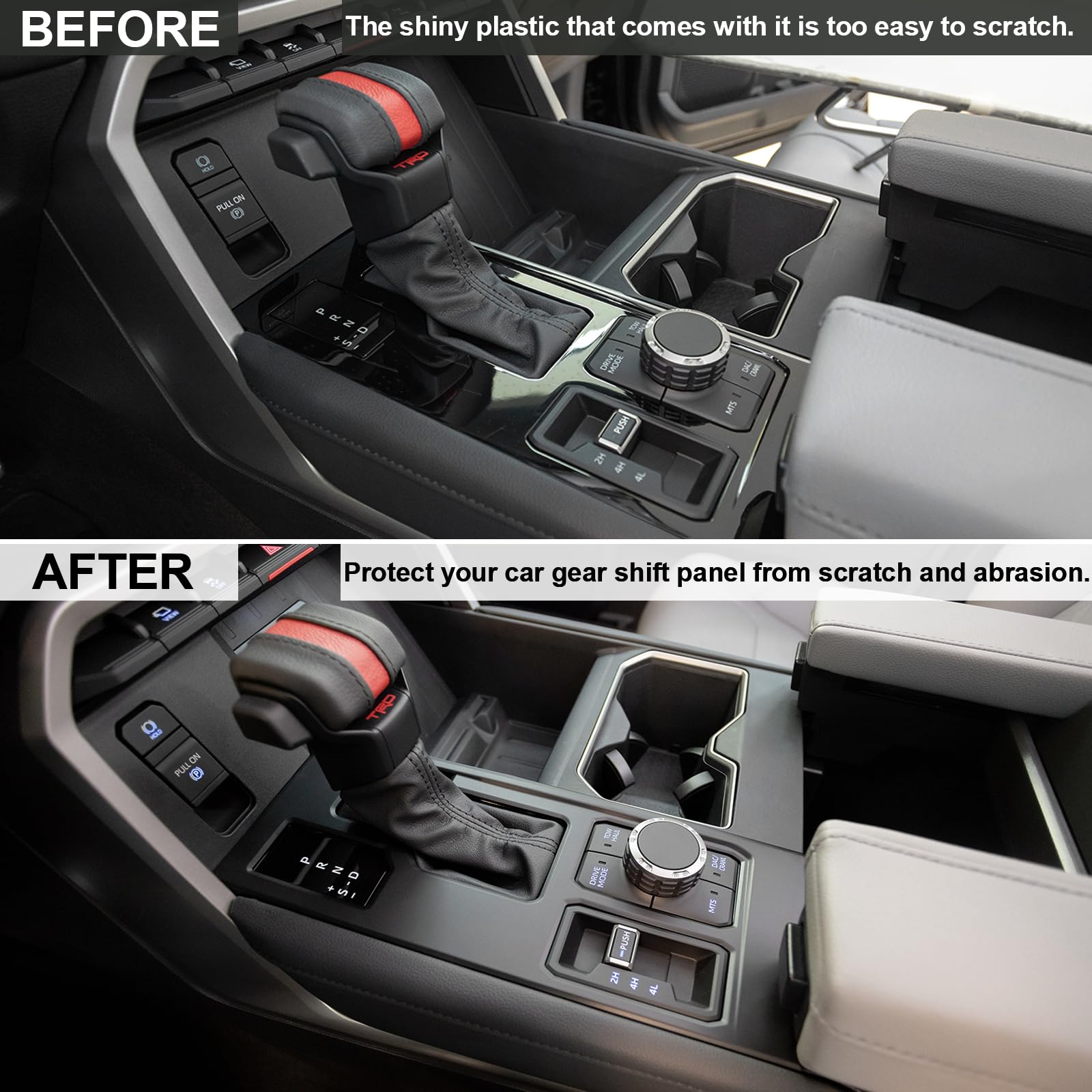 Jdmcar Central Control Gear Shift Panel Trim Cover Compatible With 2022 2023 2024 2025 Toyota Tundra/Sequoia Accessories, Gear Shift Control Anti-Scratch Panel Decorative Sticker -Matte Black