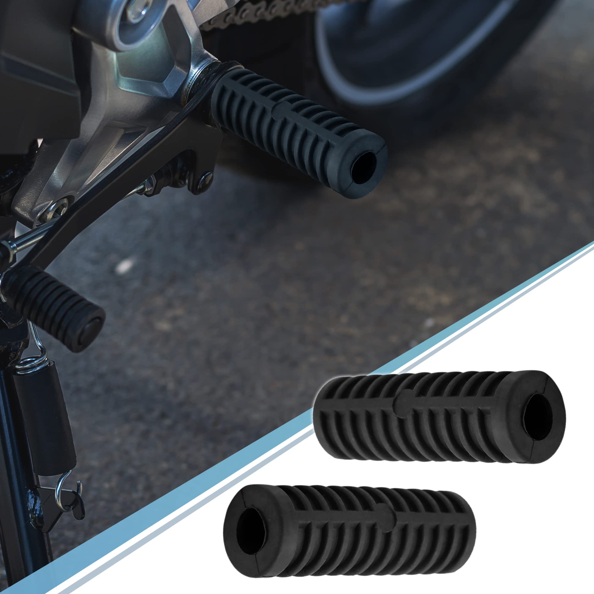 Uxcell 1 Pair 15Mm Rubber Nonslip Footrest Pedal Foot Peg Cover Shell Black For Motorcycle