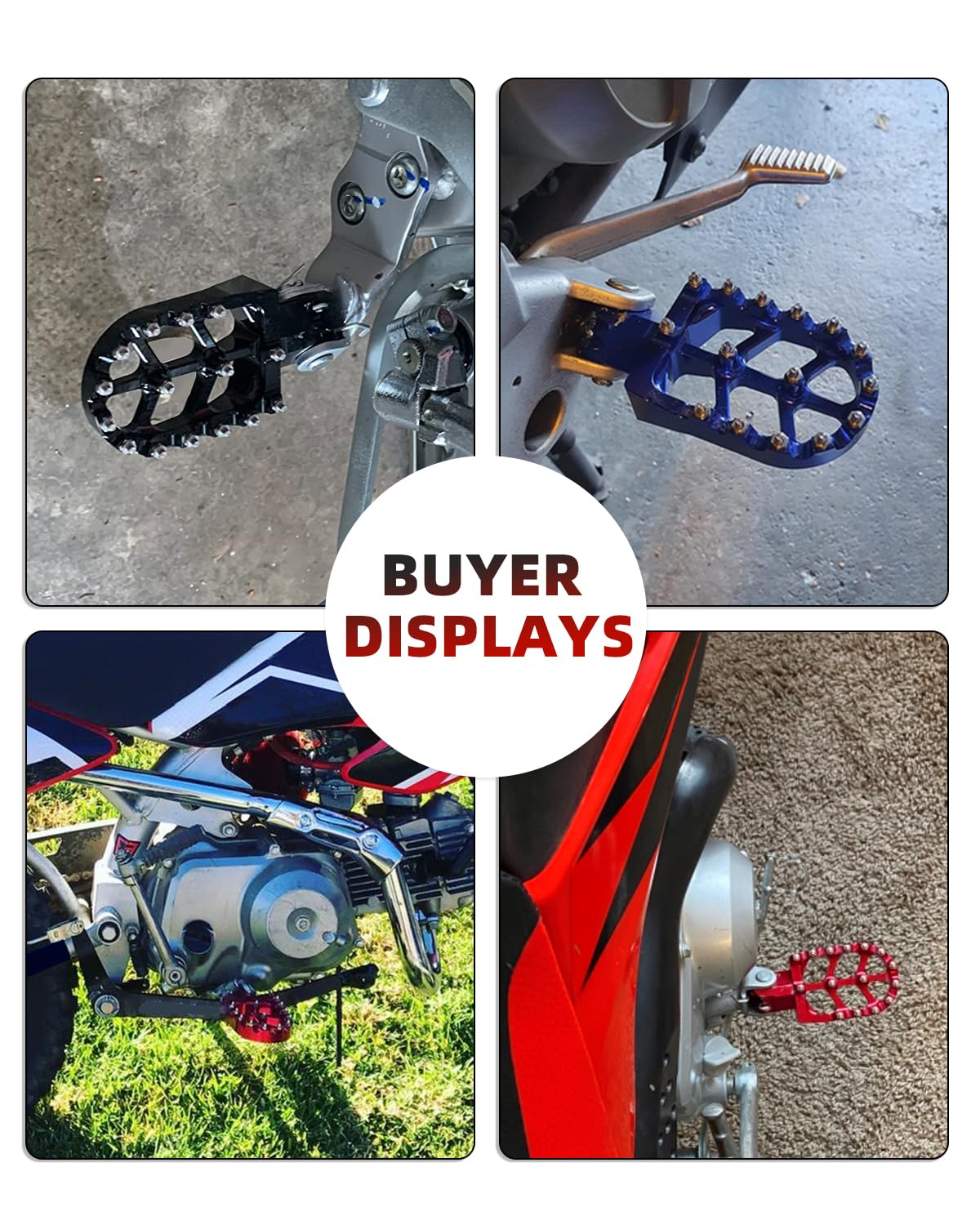 JFG RACING Dirt Bike Foot Pegs,Universal CNC Motorcycle Pit Mini Bike Pegs for CR CRF XR SSR 50 70 80 85 100 110 Tao Tao DB-X RF