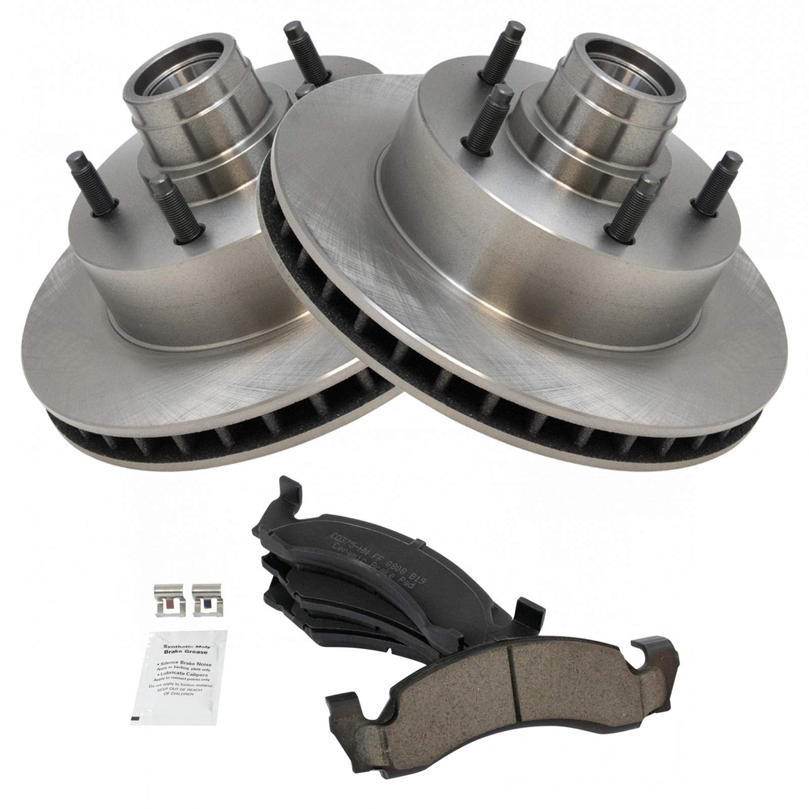 Trq Front Brake Pad & Rotor Kit Brake Pads Brake Rotor Ceramic Compatible With 1987-1993 Ford E-150 Econoline E-150 Econoline Cl