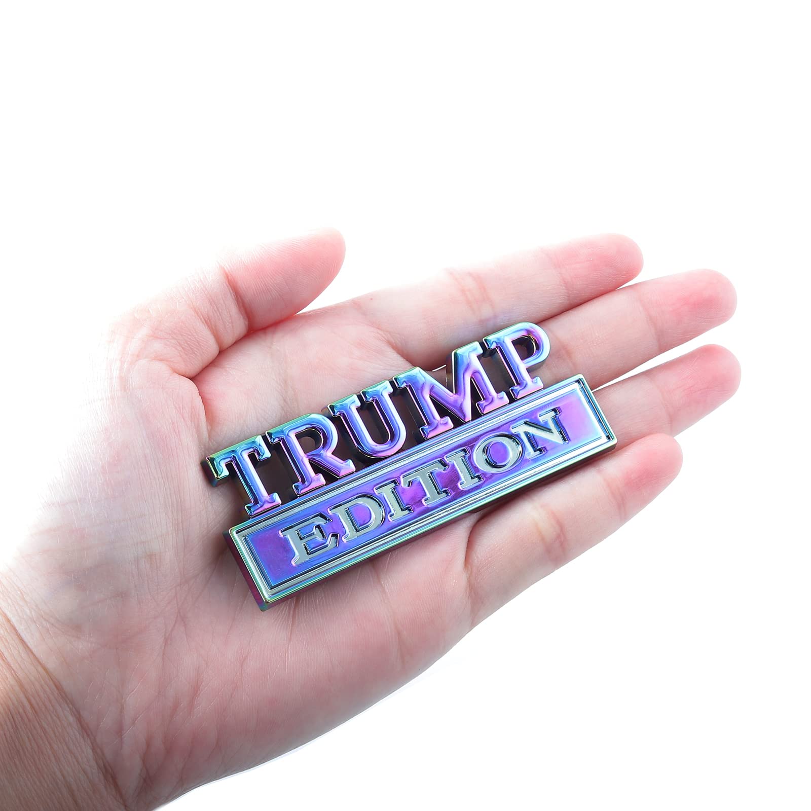 2 Pcs Trump Edition Emblem Car Side Rear Front Hood Trunk Door Badge 3D Decal Sticker Fit For Car Truck Suv (Trump, Electroplate
