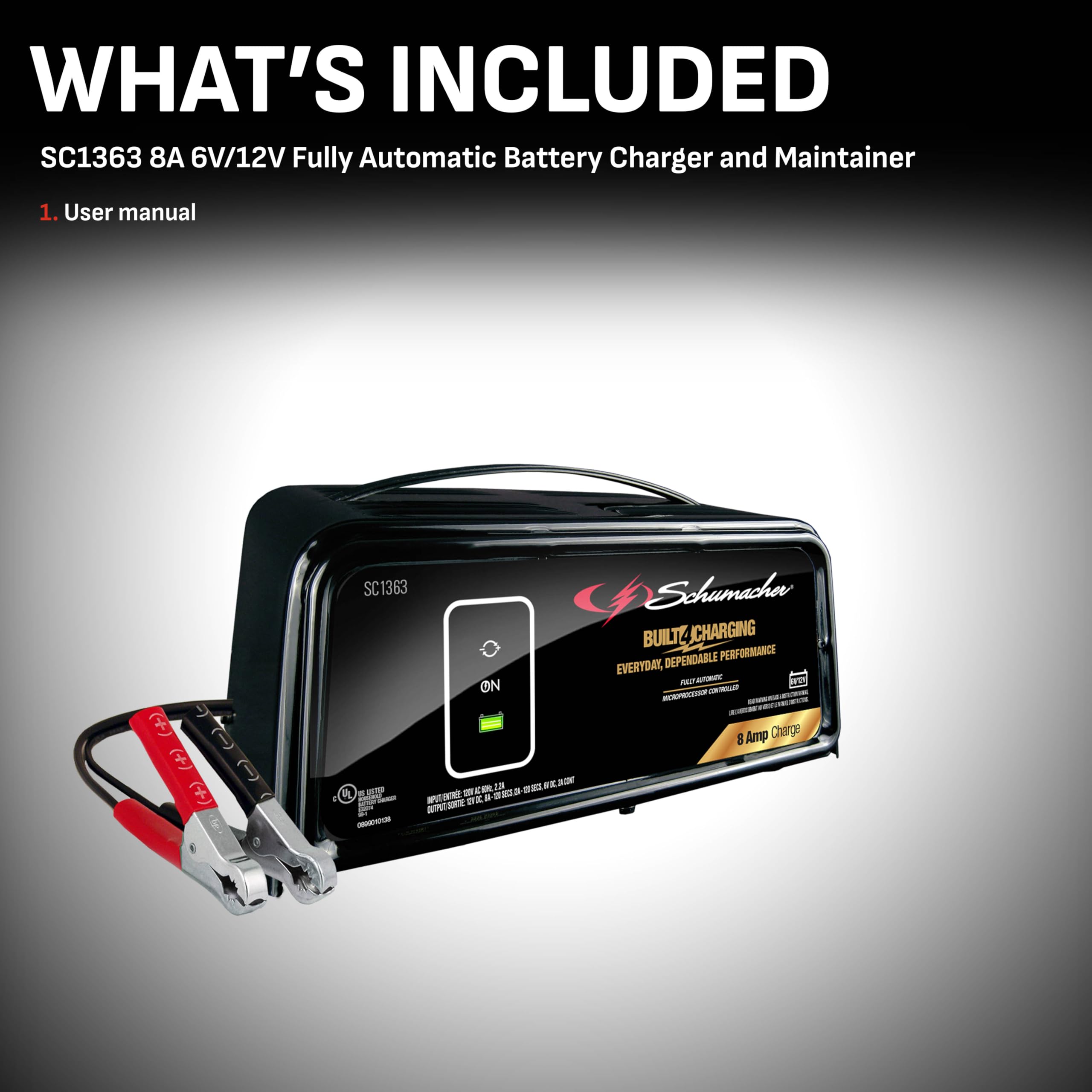 Schumacher Sc1363 Fully Automatic Battery Charger, Maintainer, And Auto Desulfator - 8 Amp/2 Amp, 6V/12V - For Cars, Trucks, Suvs, Rv Batteries
