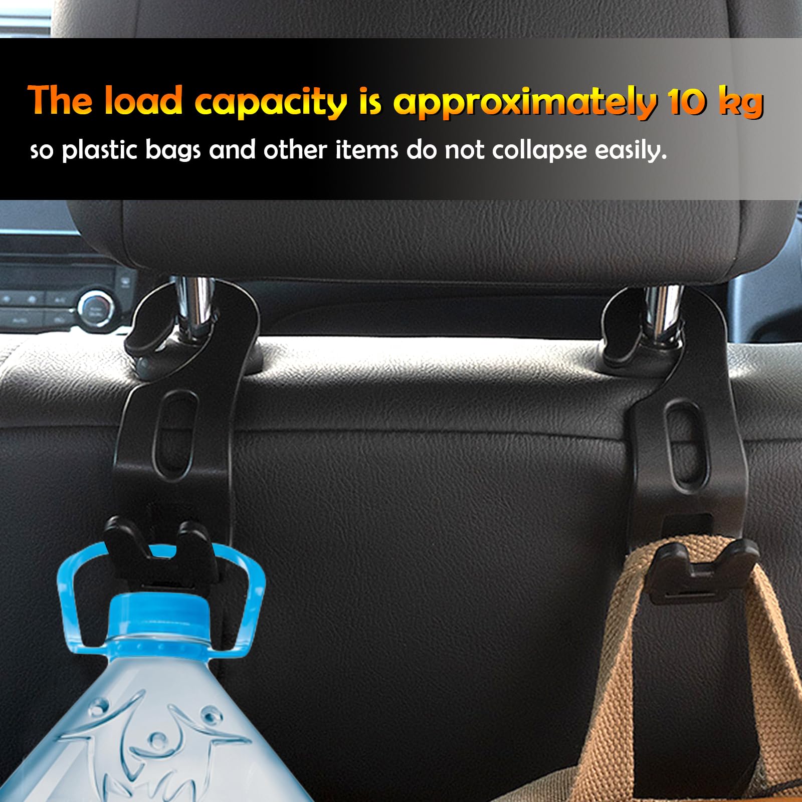 Engync Car Back Seat Headrest Hanger With 2 Car Hooks For Coat, Jacket, Suit, Clothes, Purse, Handbag, Grocery Bags - Multi-Purp