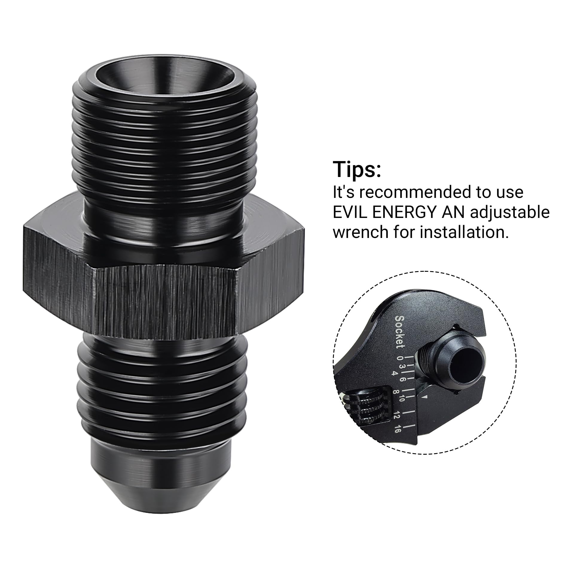 Evil Energy 4An Male Flare To M14 X 1.25Mm Male Metric Fitting Adapter Aluminium Alloy 2Pcs