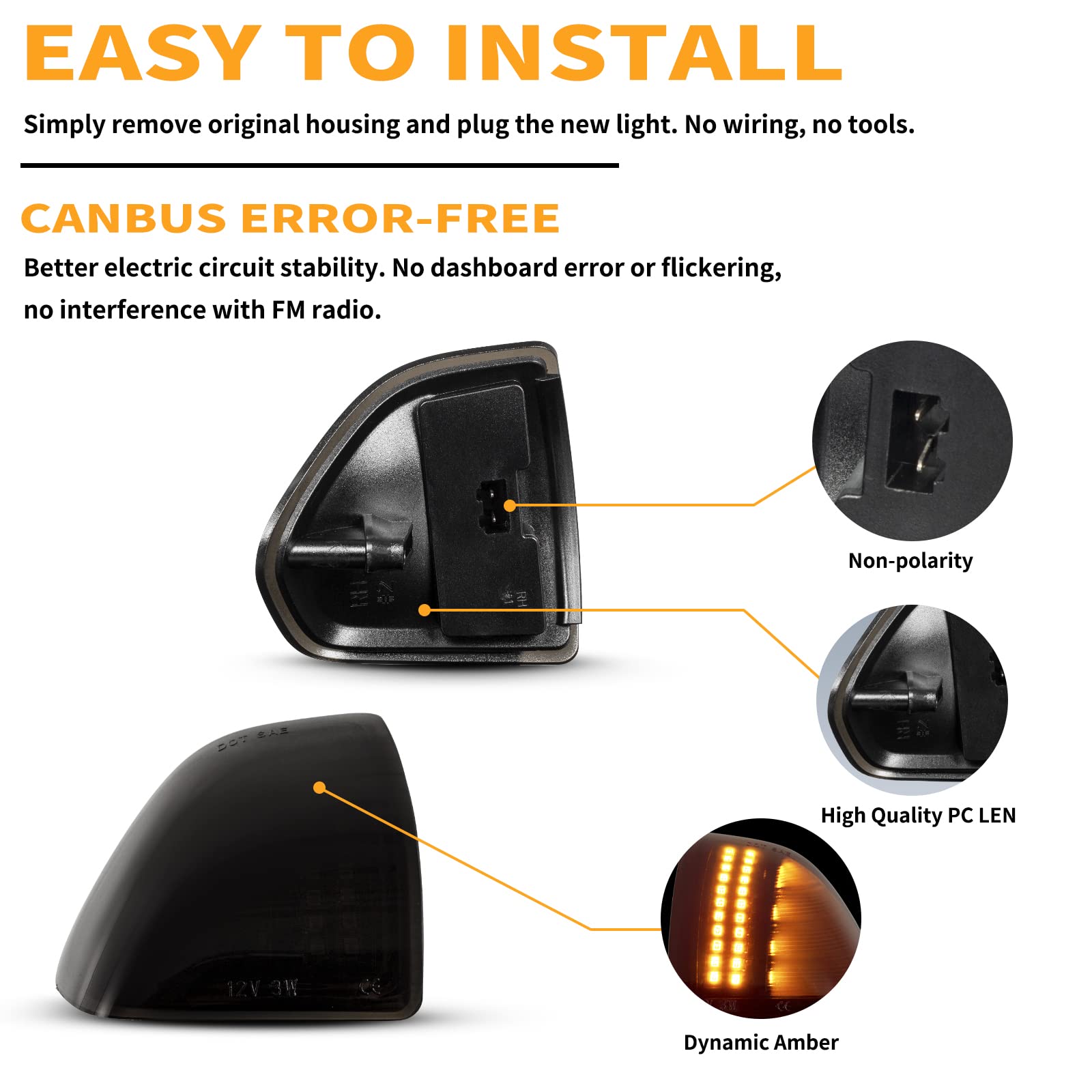 Gempro Led Sequential Side Mirror Turn Signal Light Compatible With 2010-2018 Dodge Ram 1500 2500 3500 4500 5500 Tow Mirror Lamp