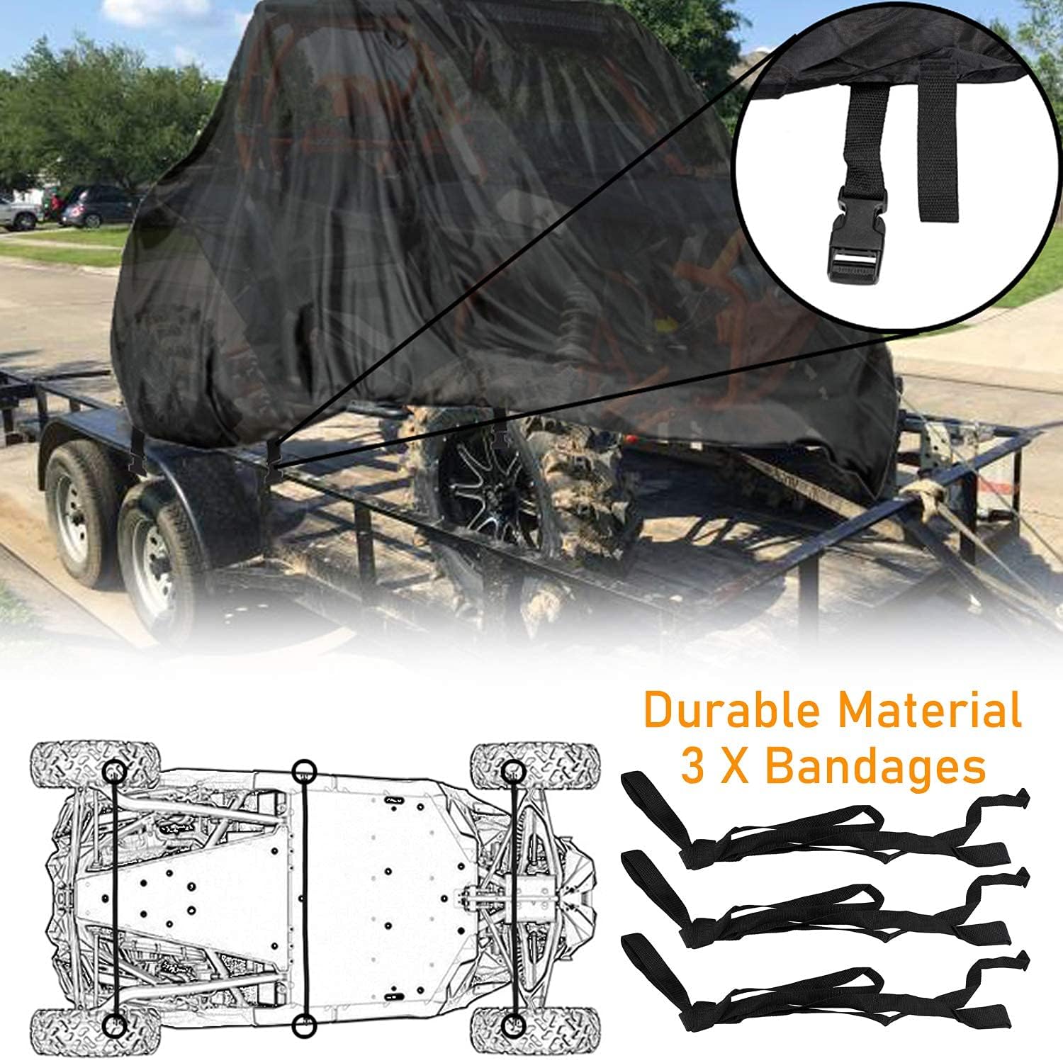 Neverland Utv Cover Heavy Duty Ranger Cover Waterproof 4-6 Seater Side By Side Covers 4 Door All Weather Storage Reflective Strip For Polaris Rzr Xp Can Am Defender Defender Maverick Yamaha