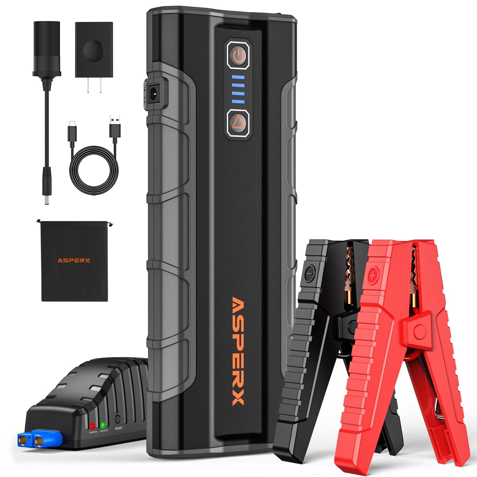 Asperx Car Jump Starter, 2500A Peak Battery Starter For 10L Gas Or 7.3L Diesel Engines, 12V Auto Battery Booster, Lithium Jump B