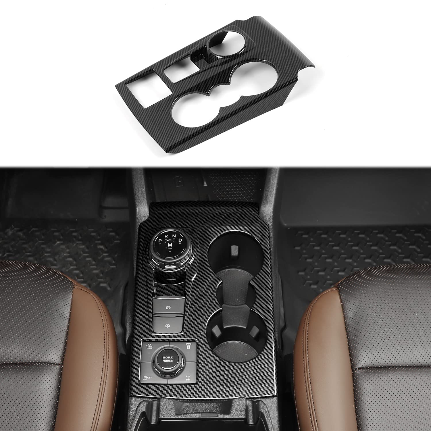 Linskip Gear Shift Panel Cover Trim Compatible with 2025 2024 2023 2022 2021 Ford Bronco Sport, Cup Holder Decor Cover for Bronc