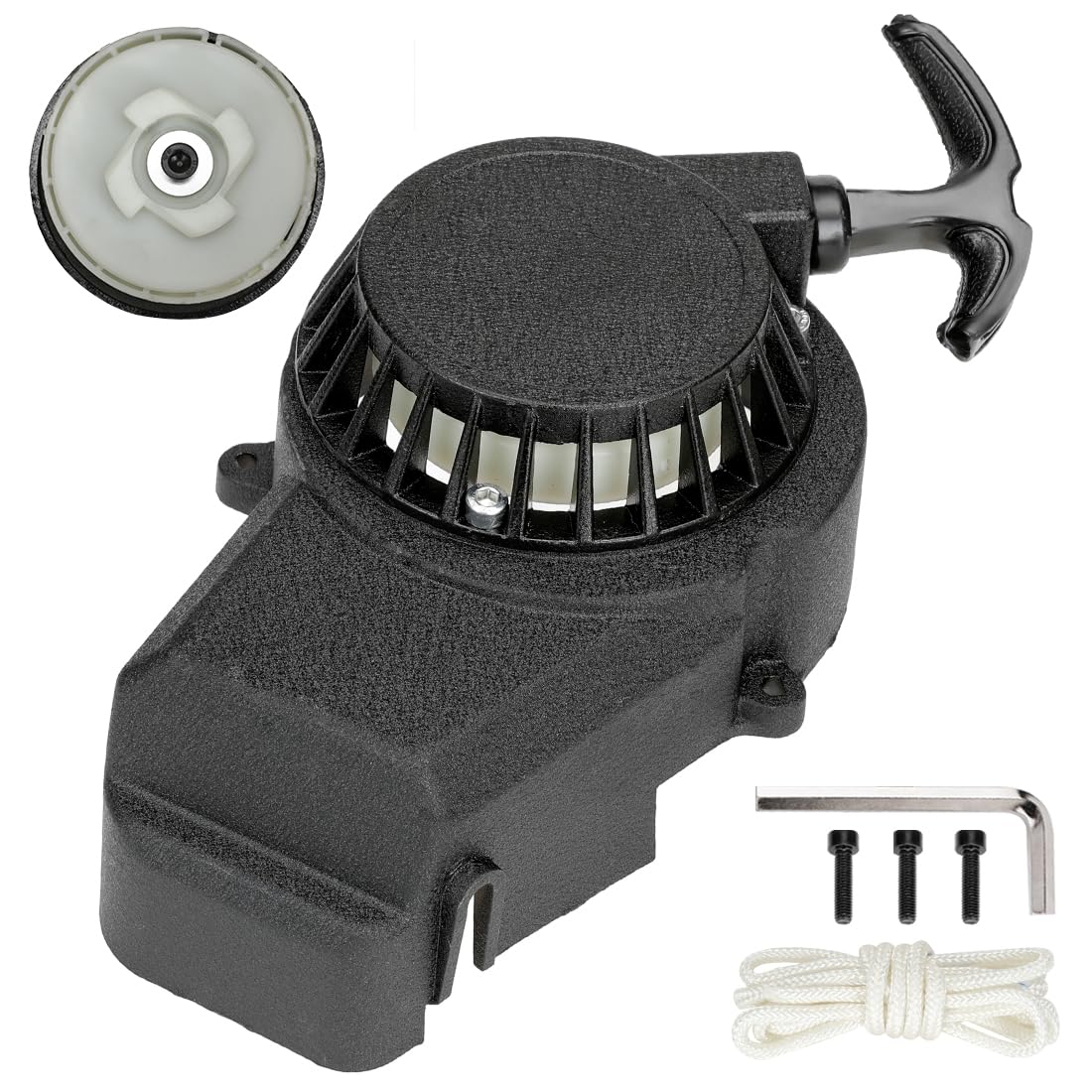 Fvrito Pull Start Assembly Recoil Starter For Syx Moto 50Cc Dirt Bike Ssr X-Pro Coolster Apollo 47Cc 49Cc 2 Stroke Engine Mini Kids Pit Pocket Chinese Atv Quad 4 Wheeler Go Kart Parts With Pull Cord