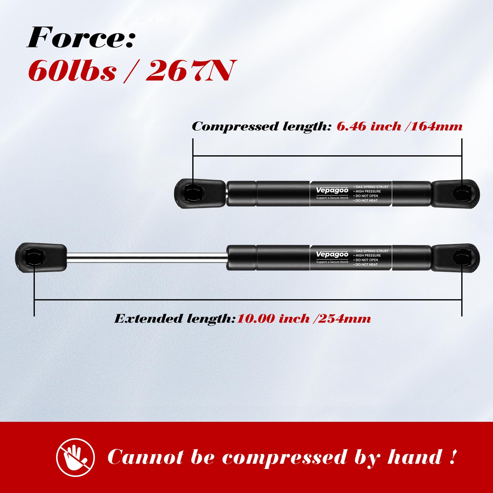 Vepagoo C1615051 C1618458 10 Inch 60Lb/267N Gas Shocks Struts Lift Supports Compatible With Truck Pickup Tool Box Lid Rv Door, C
