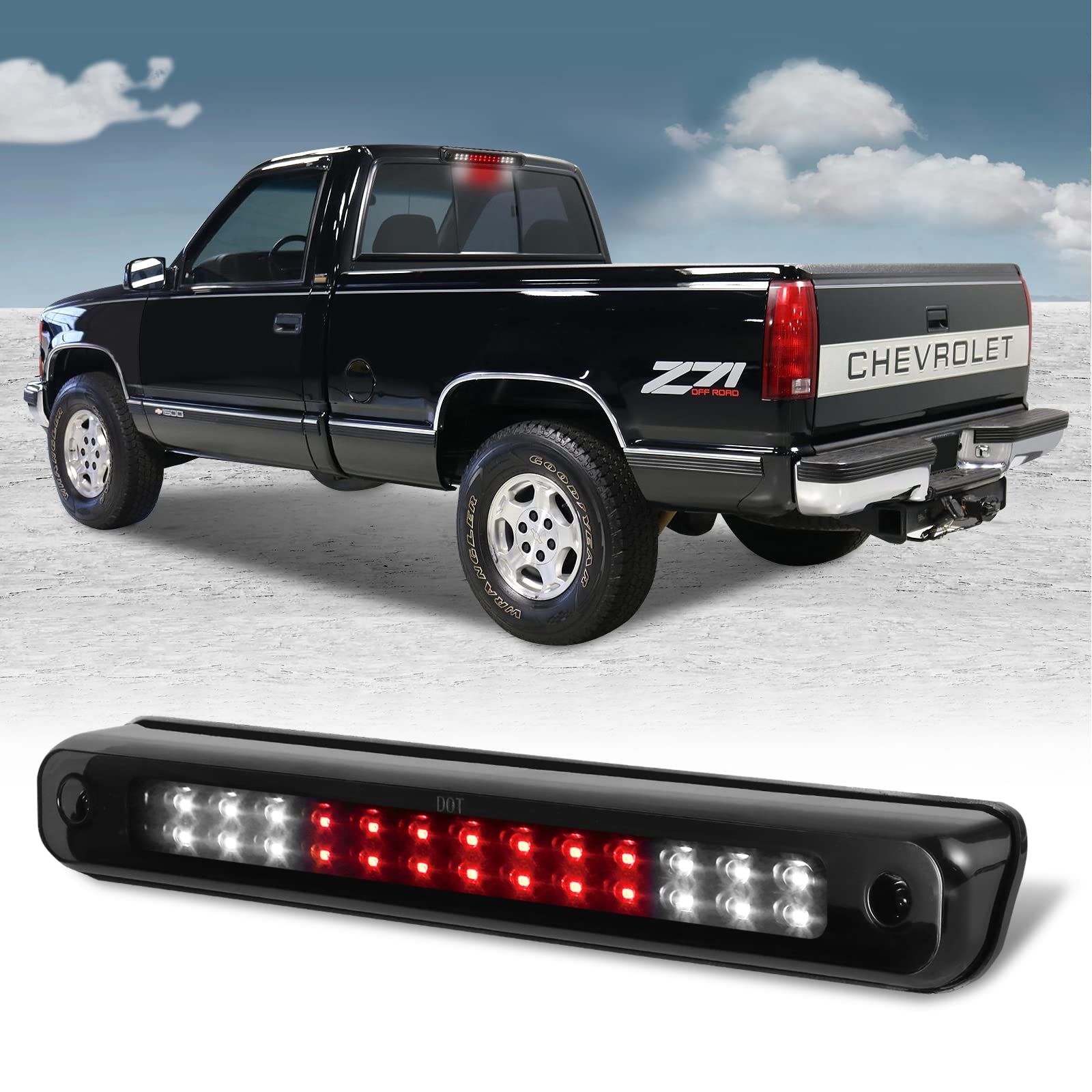 3Rd Third Tail Rear Brake Light Replacement For 1988 1989 1990 1991 1992 1993 1994 1995 1996 1997 1998 1999 Chevy Gmc C/K-Series