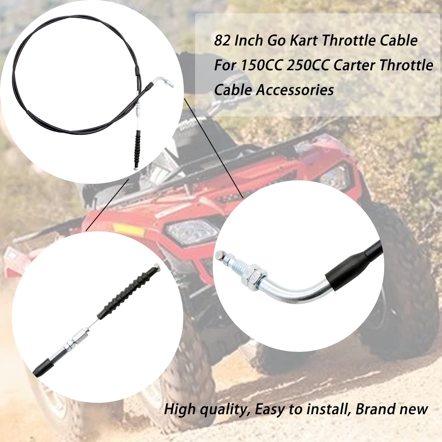 YESHINDA New 82 Inch Go Kart Throttle Cable Compatible with Carter Talon 150cc Twister SS250 Hammerhead Cart Tomberlin Crossfire