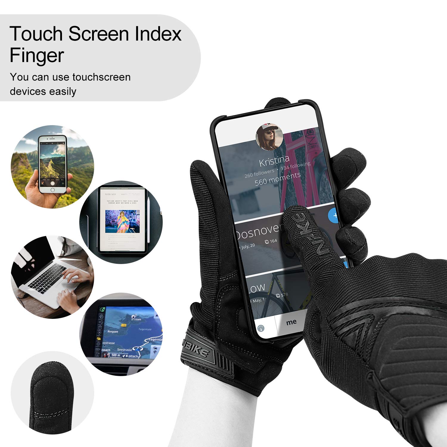 Inbike Breathable Mesh Motorcycle Gloves Touchscreen With Tpr Palm Pad Hard Knuckles Black Medium