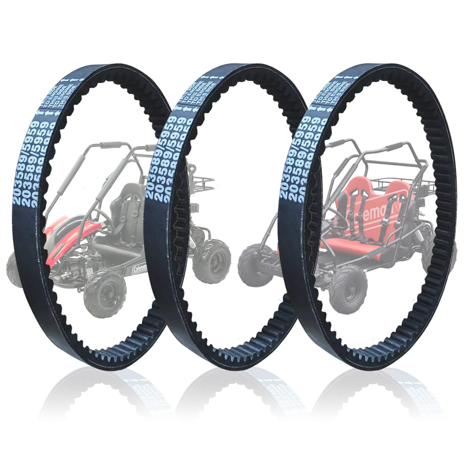 QYMOTO 3pcs 30 Series Go Kart Drive Belt 203589 for Coleman KT196 Go Cart CVT Torque Converter Belt Fits CK196-T,Manco 5959, Com