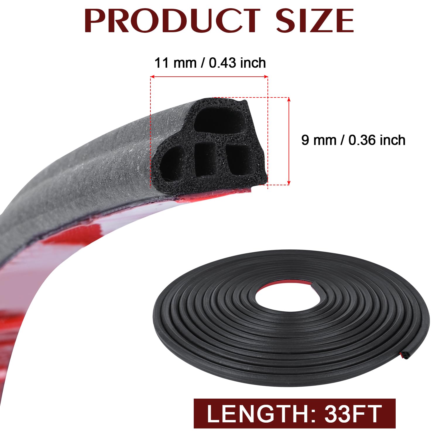Car Weather Stripping Self Adhesive 33Ft Double Layer L Shape Automotive Soundproofing Weatherstrip Adhesive Universal Car Door