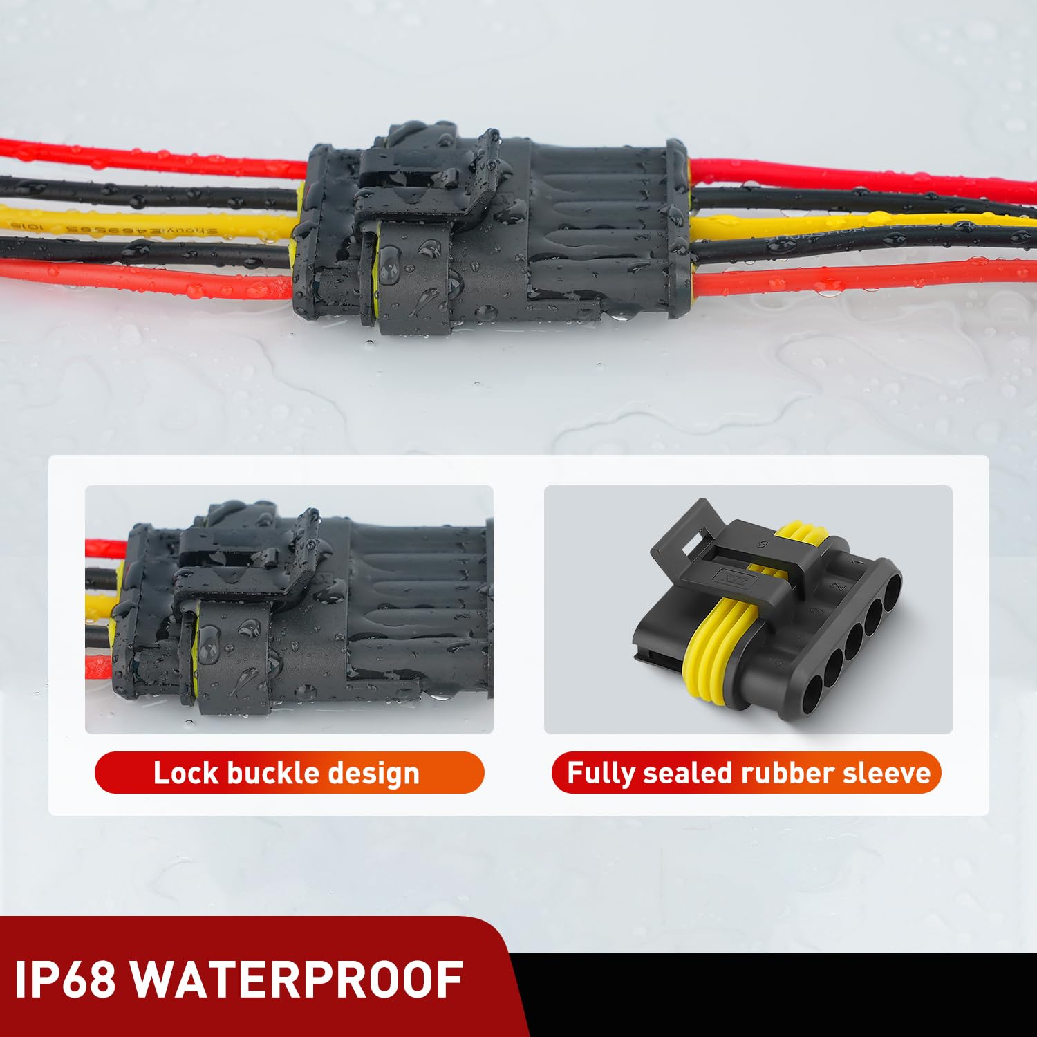 Nilight 220Pcs 5 Pin Electrical Connector Plug Male Female Terminal Wire Connectors Waterproof 5 Way Automotive Connect Set For