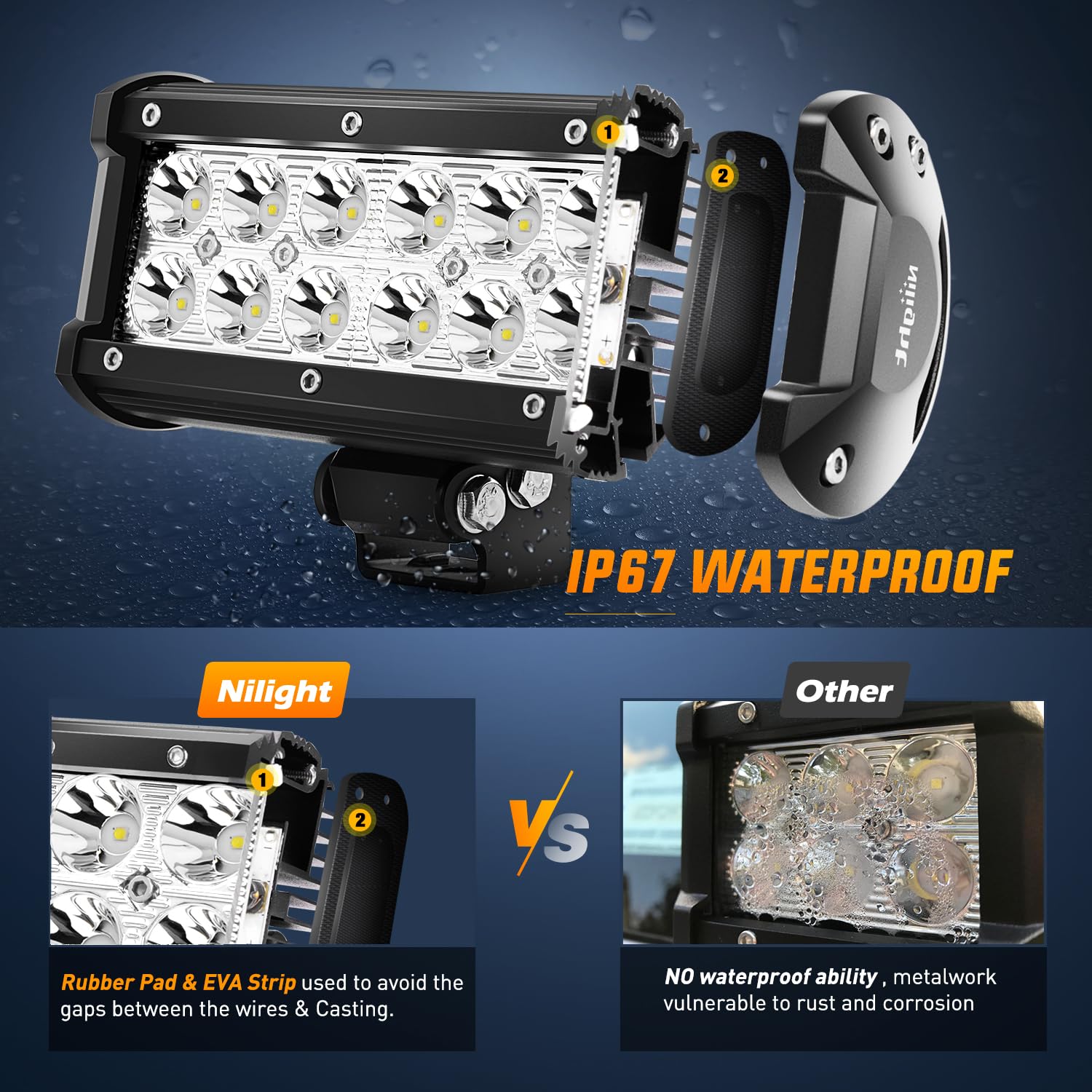 Nilight Led Light Bar 2Pcs 36W 6.5Inch Spot Off Road Lights Super Bright Driving Fog Light Boat Lights Driving Lights Led Work L