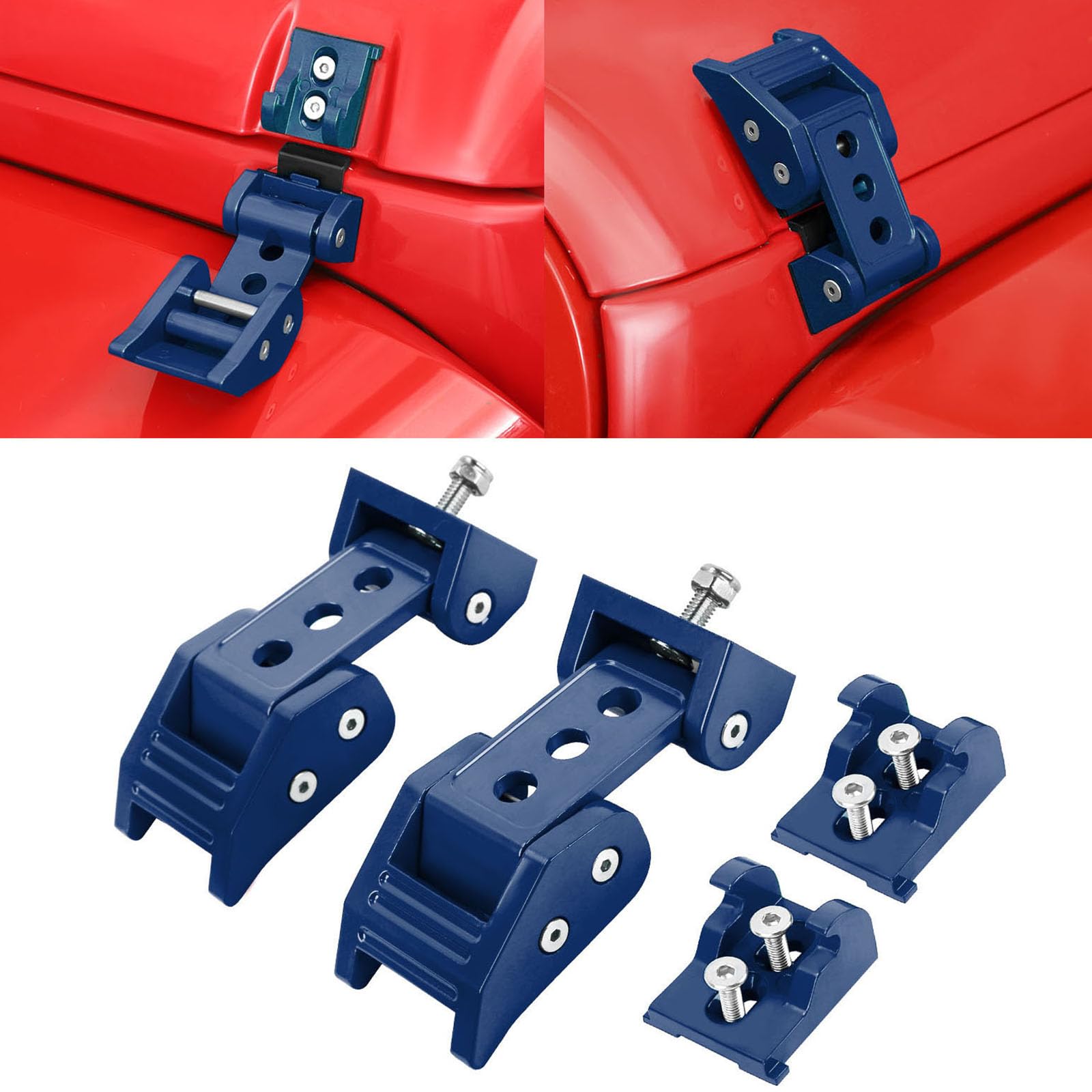 Rt-Tcz For Wrangler Hood Latches Catch Kit For Jeep Wrangler Jk 2007 Up For Wrangler Jl 2018 Up For Gladiator Jt 2020 Up Blue Ex