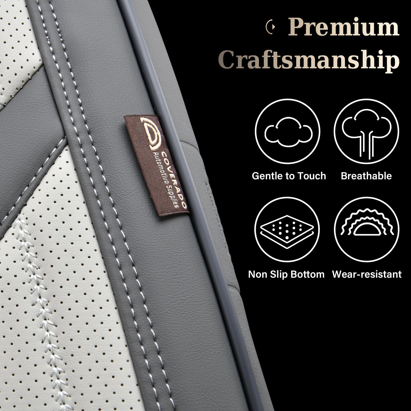 Coverado Seat Covers, Car Seat Covers Full Set, 5 Seat Universal Leather Seat Covers For Cars, Seat Covers Waterproof, Front And Back Car Seat Protector, Auto Seat Covers Fit For Most Vehicles, Gray