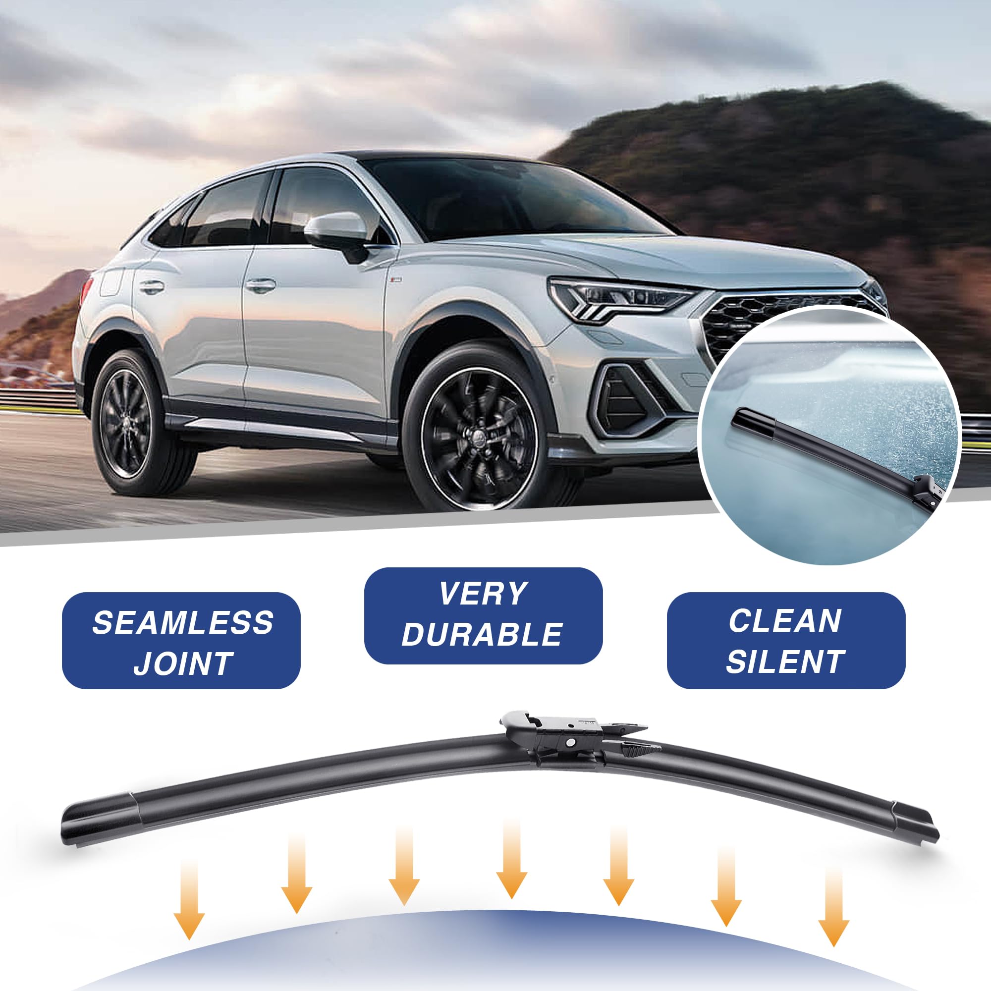 26''+23'' Wiper Blades Replacement For Toyota Tundra 2007-2020,Sequoia 2008-2020 Quiet And Durable Stable All-Season Windshield