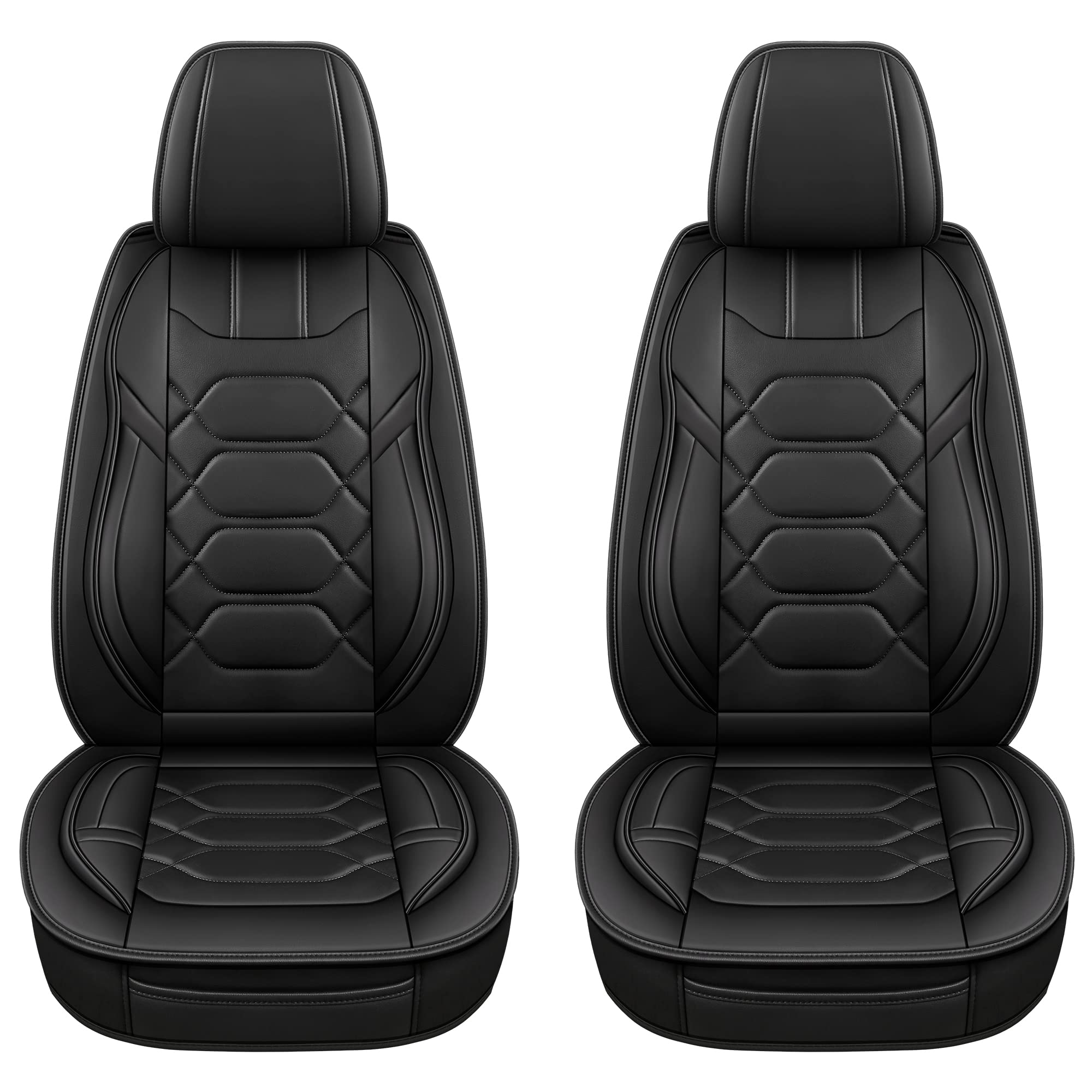 Pariitadin Leather Car Seat Covers Front Pair, Waterproof Faux Leather Seat Covers For Cars, Non-Slip Car Interior Covers Univer