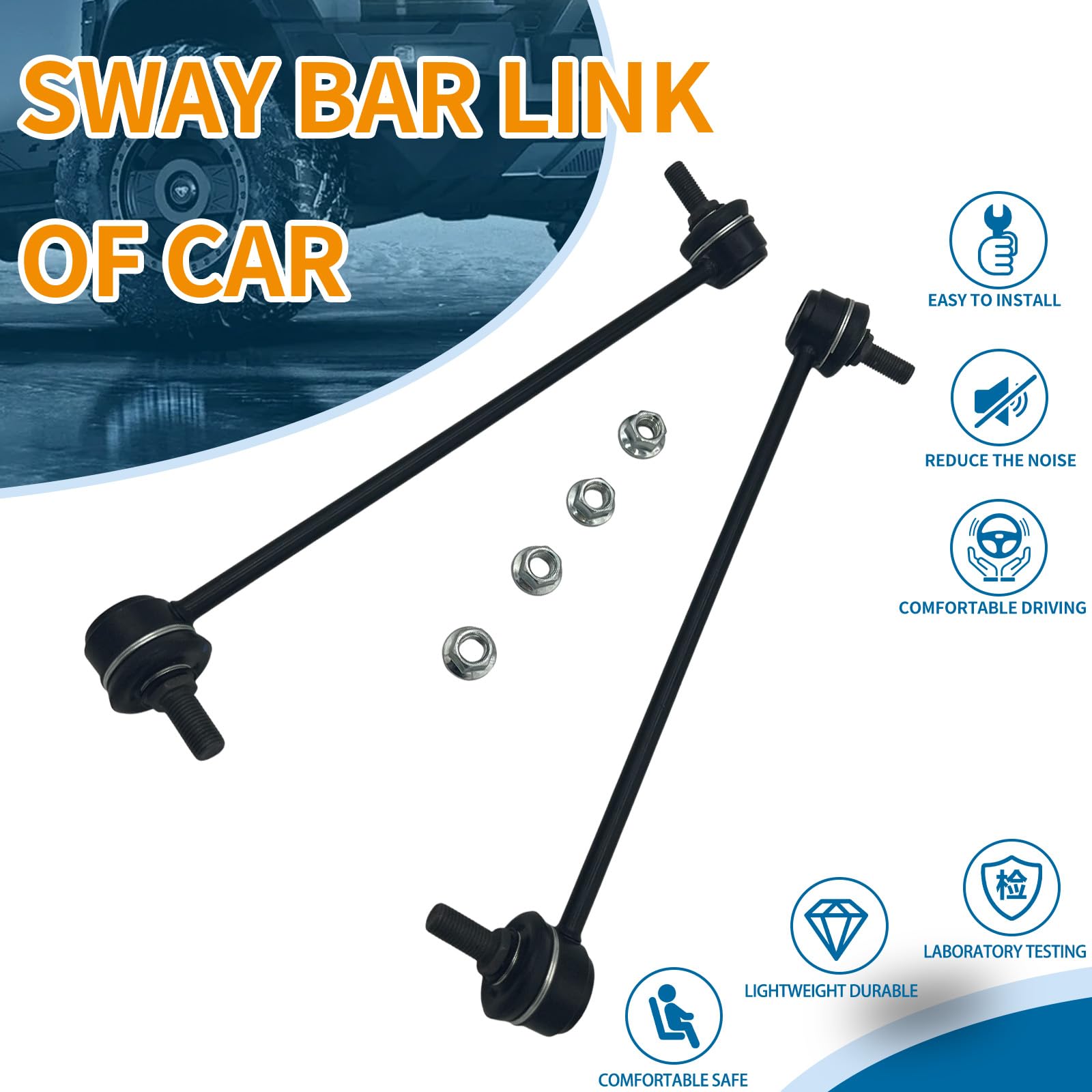 Xcpmc Front Sway Stabilizer Bar End Link 2 Pcs Left & Right|Replacement For Optra Spectra|Replace Oe#: K90372 K90371 Black