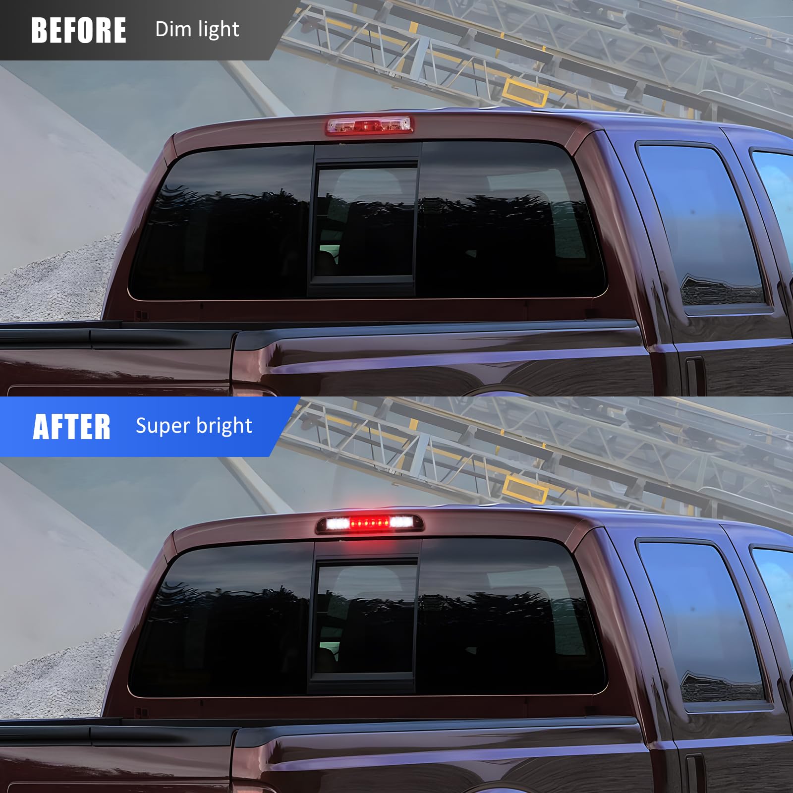 Led 3Rd Third Brake Light Compatible With 1999-2016 Ford F250 F350 F450 F550 Super Duty Ranger, Tail High Mount Stop Light Rear