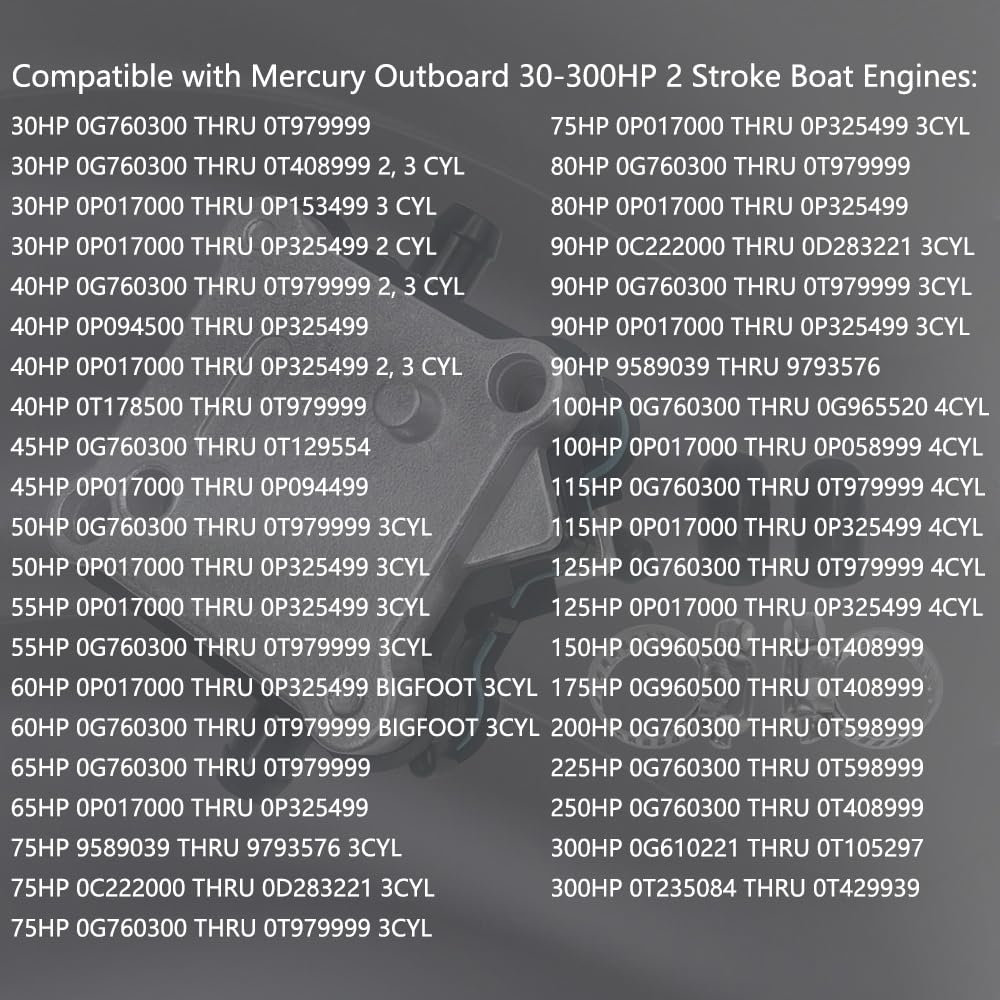 QFISH Fuel Pump for Mercury Outboard 2-Stroke 30-300 HP, Replaces 14360A16, 14360A41, 14360A43, 143