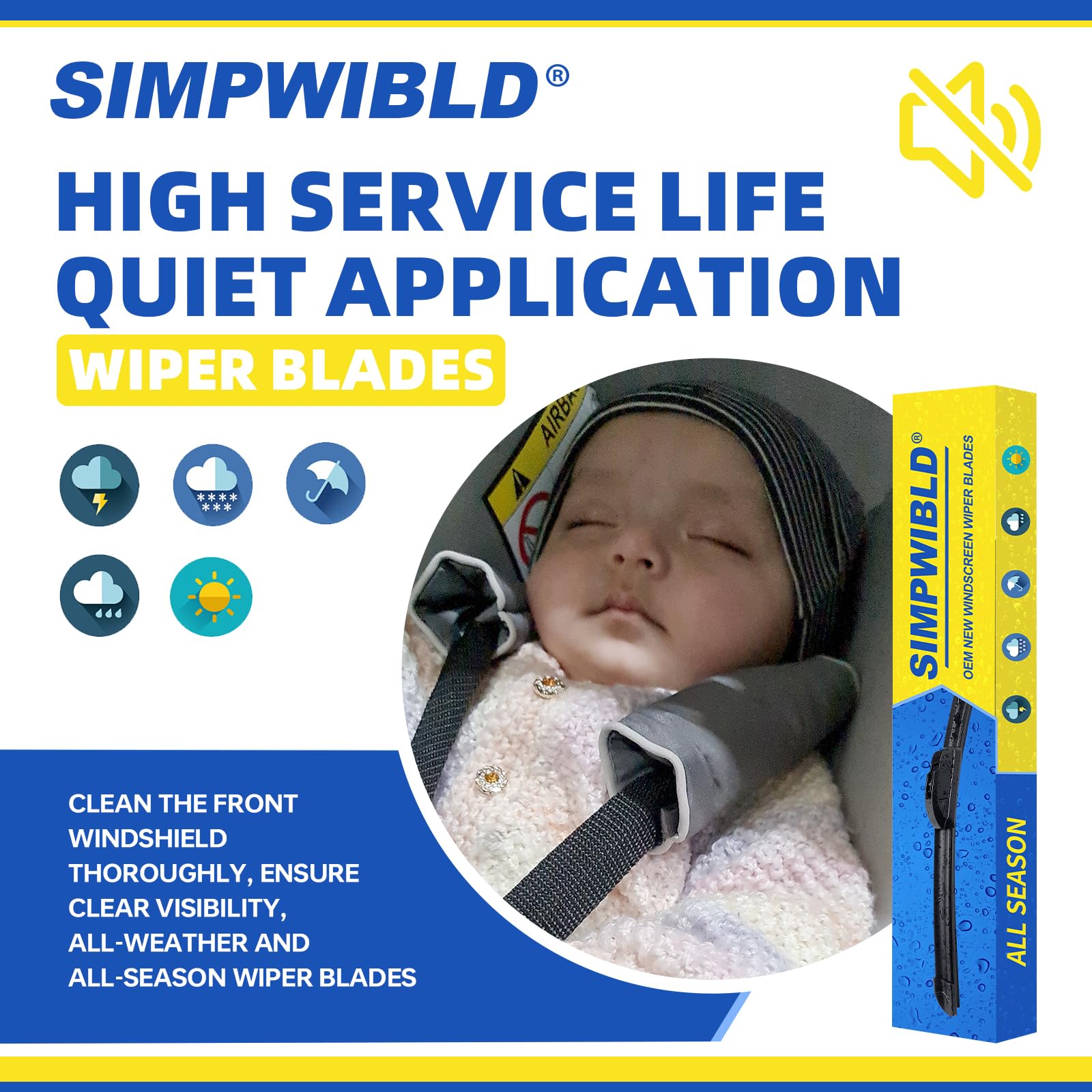 Simpwibld Wiper Blades,Premium All-Seasons Durable Stable And Quiet Oem Quality J Hook Front Windshield Wipers 24''+18'' (Set Of