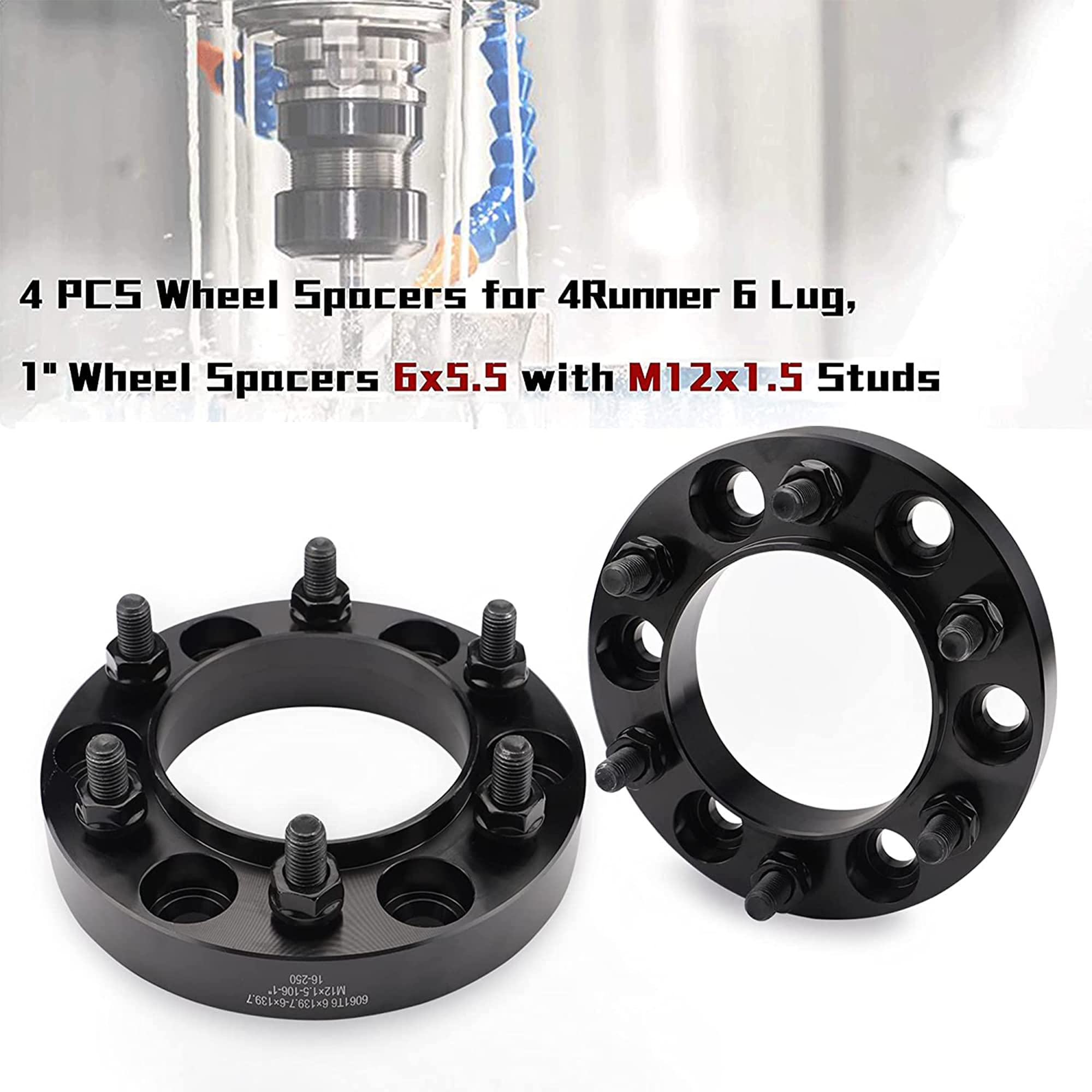 Richeer 6X5.5 Hub Centric Wheel Spacers With For Tacoma 4Runner Tundra Fortuner Ventury Gx470 Gx460, 4Pcs 1 Inch Forged 6X139.7Mm Wheel Spacers With 12X1.5 Studs & 106Mm Center Bore