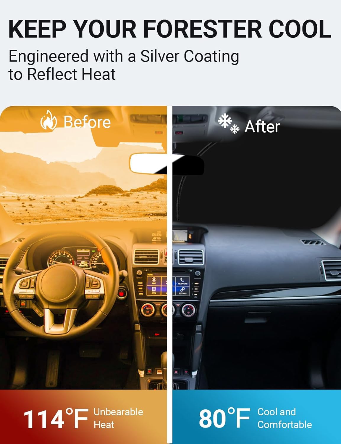 Front Windshield Sun Shade Foldable Sunshade Protector Custom Fit 2015 2016 2017 2018 Subaru Forester Crossover, Base, Premium,