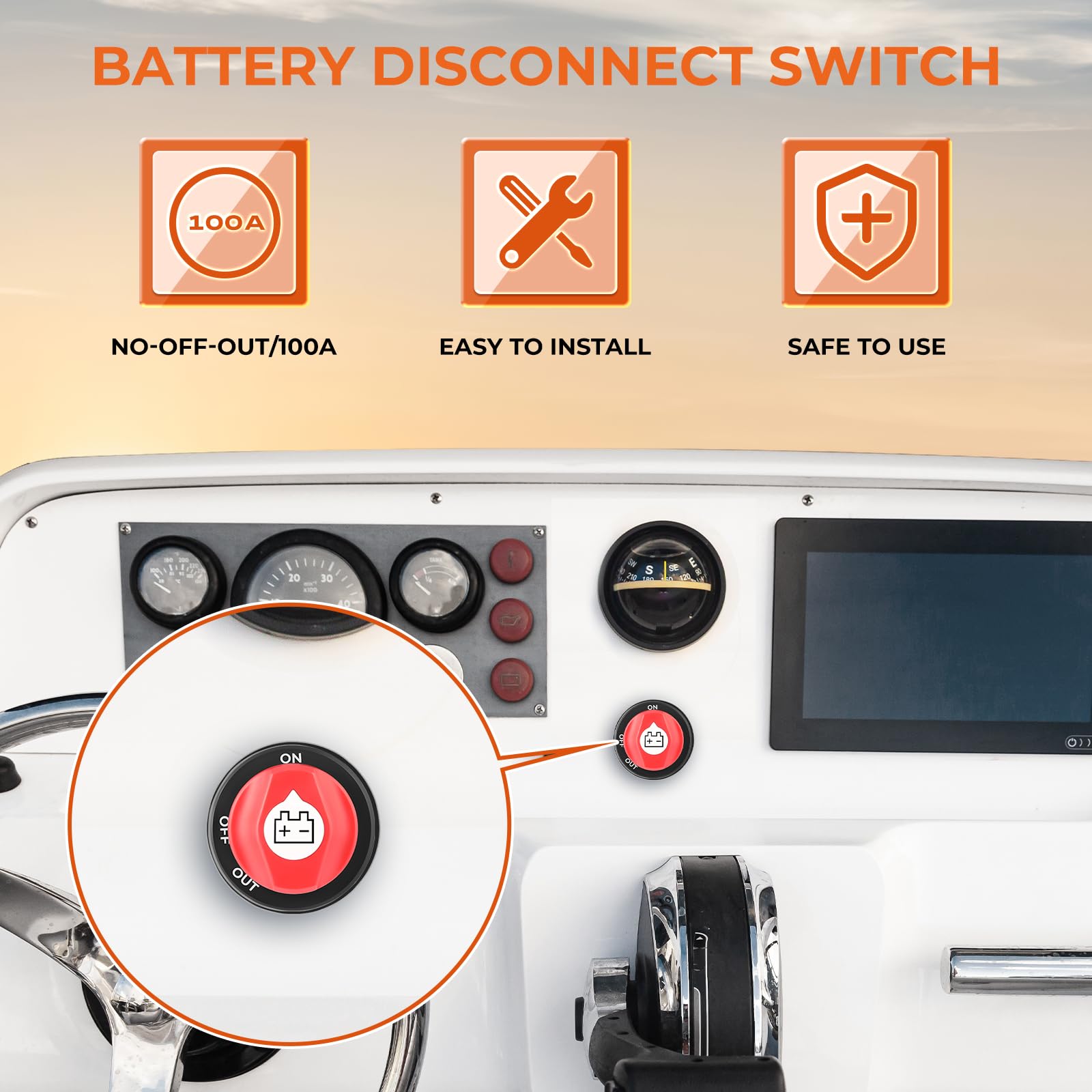 ISINFLASH Battery Disconnect Swicth 12-48V, Battery Master Cut Shut Off Isolator Switch for Marine Boat RV ATV Car Utv Vehicle,