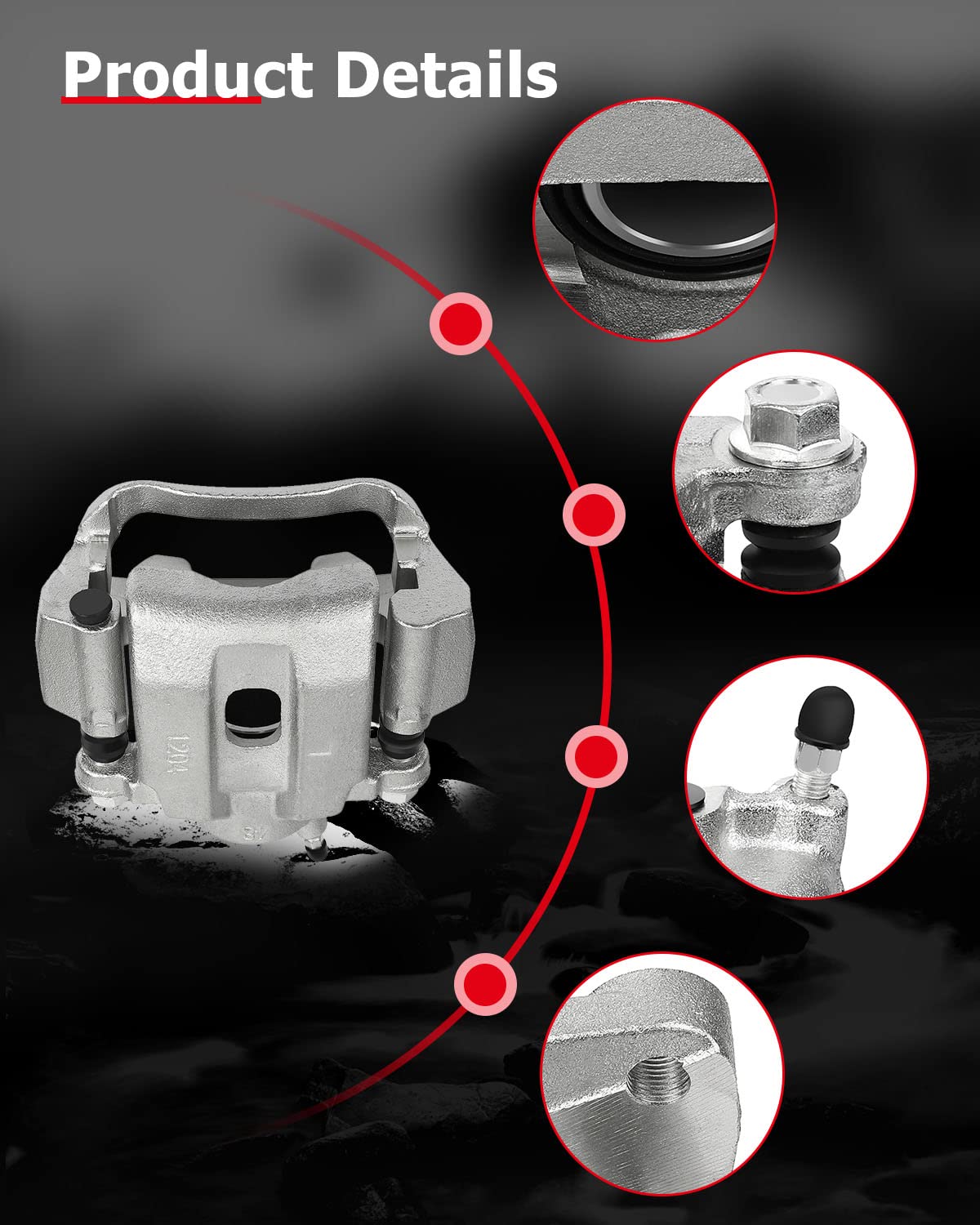 cciyu 19B3277 19B3276 Rear Left & Right Brake Calipers With Bracket For Toyota For Sequoia 2008-2015,For Toyota For Tundra 2007-