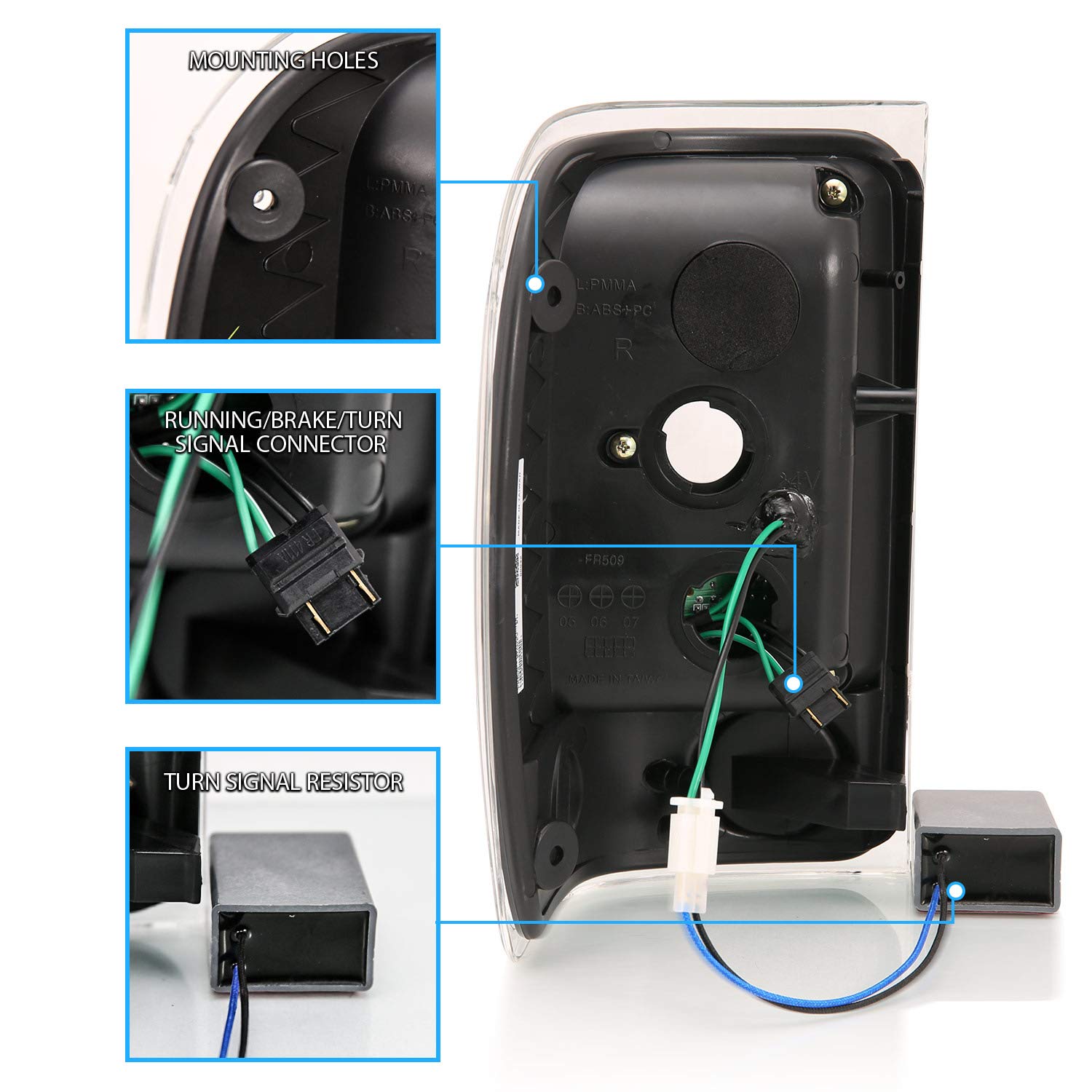 Amerilite Black Led Replacement Brake Tail Lights For 2001-2011 Ford Ranger - Passenger And Driver Side